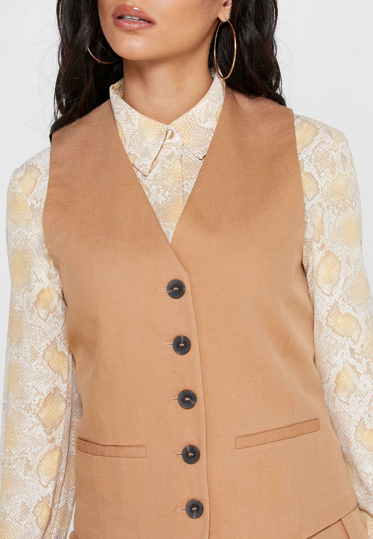 Download Buy Mango Brown Pocket Detail Sleeveless Waistcoat for ...