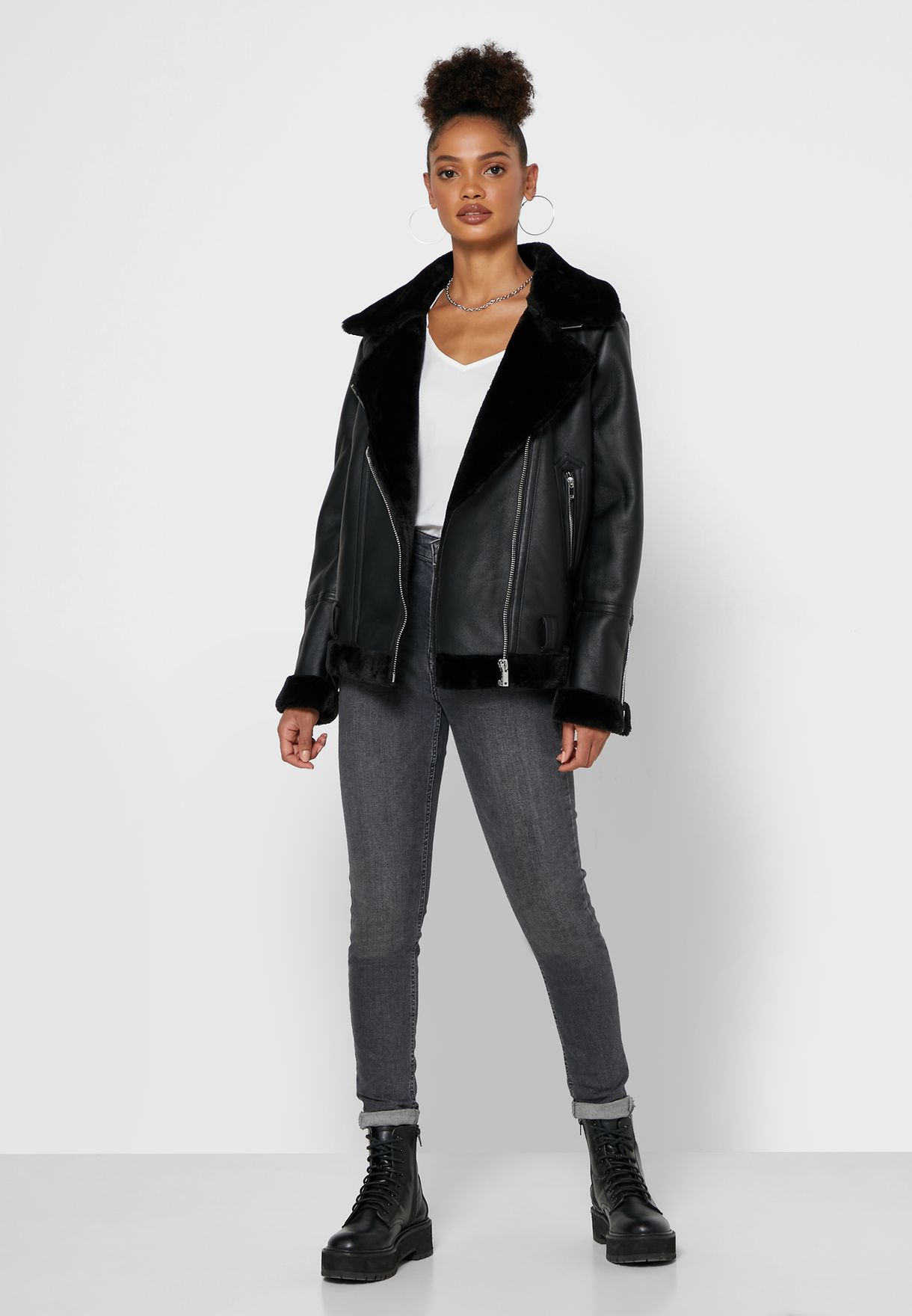 topshop pu biker jacket