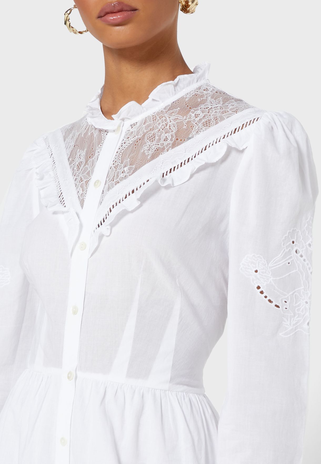 Adeona Button Down Lace Dress