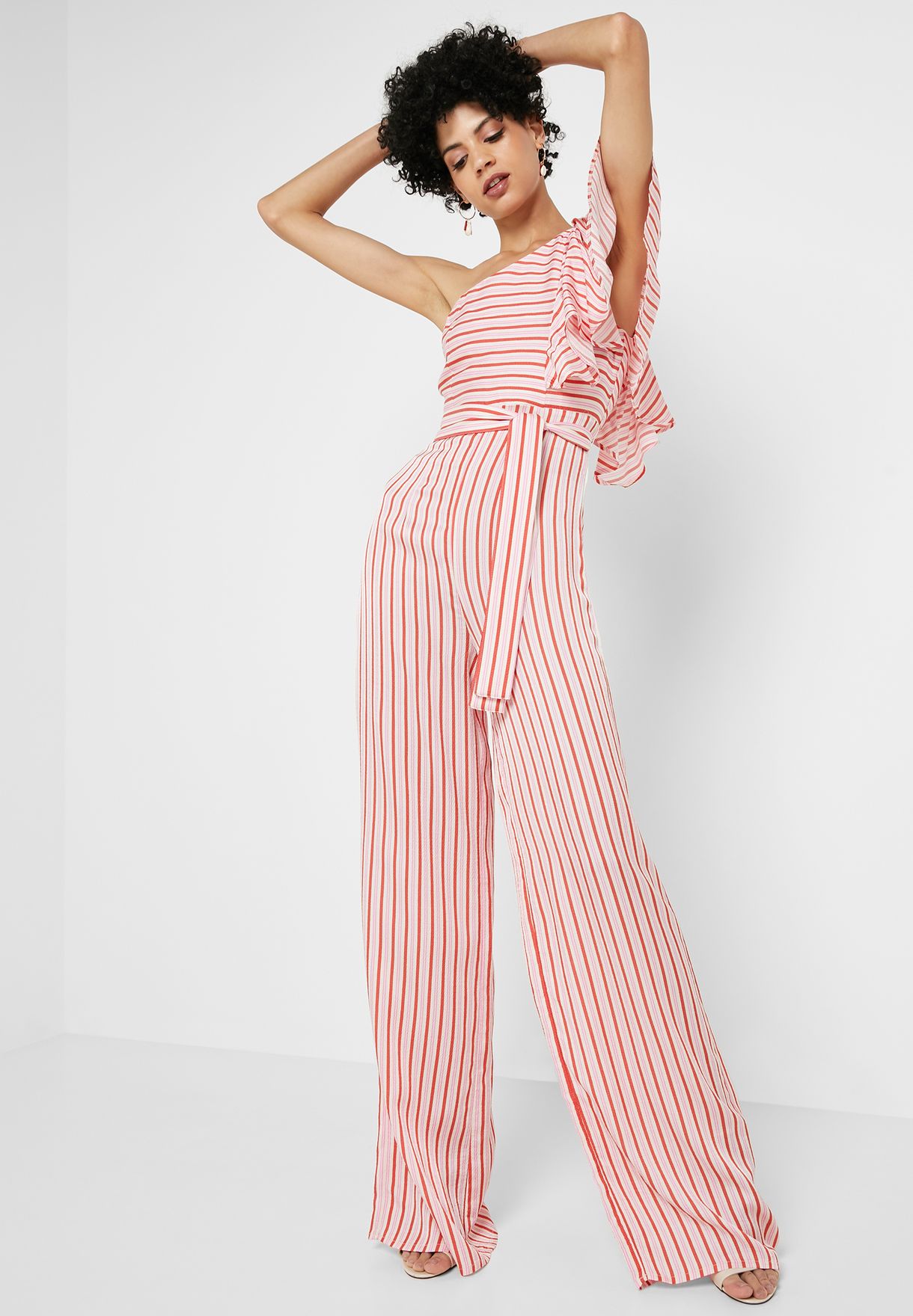 striped all in one jumpsuit