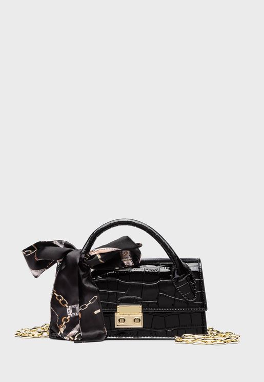 Casual Textured Chain Detail Crossbody