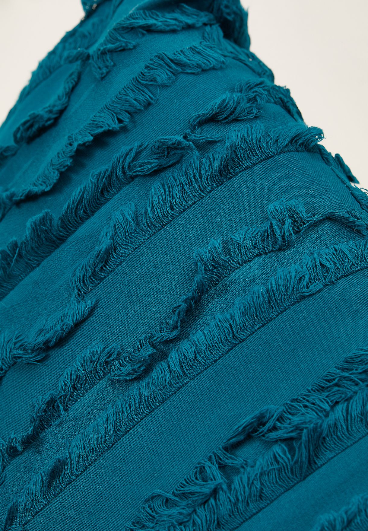 Teal Fringe Cushion With Insert