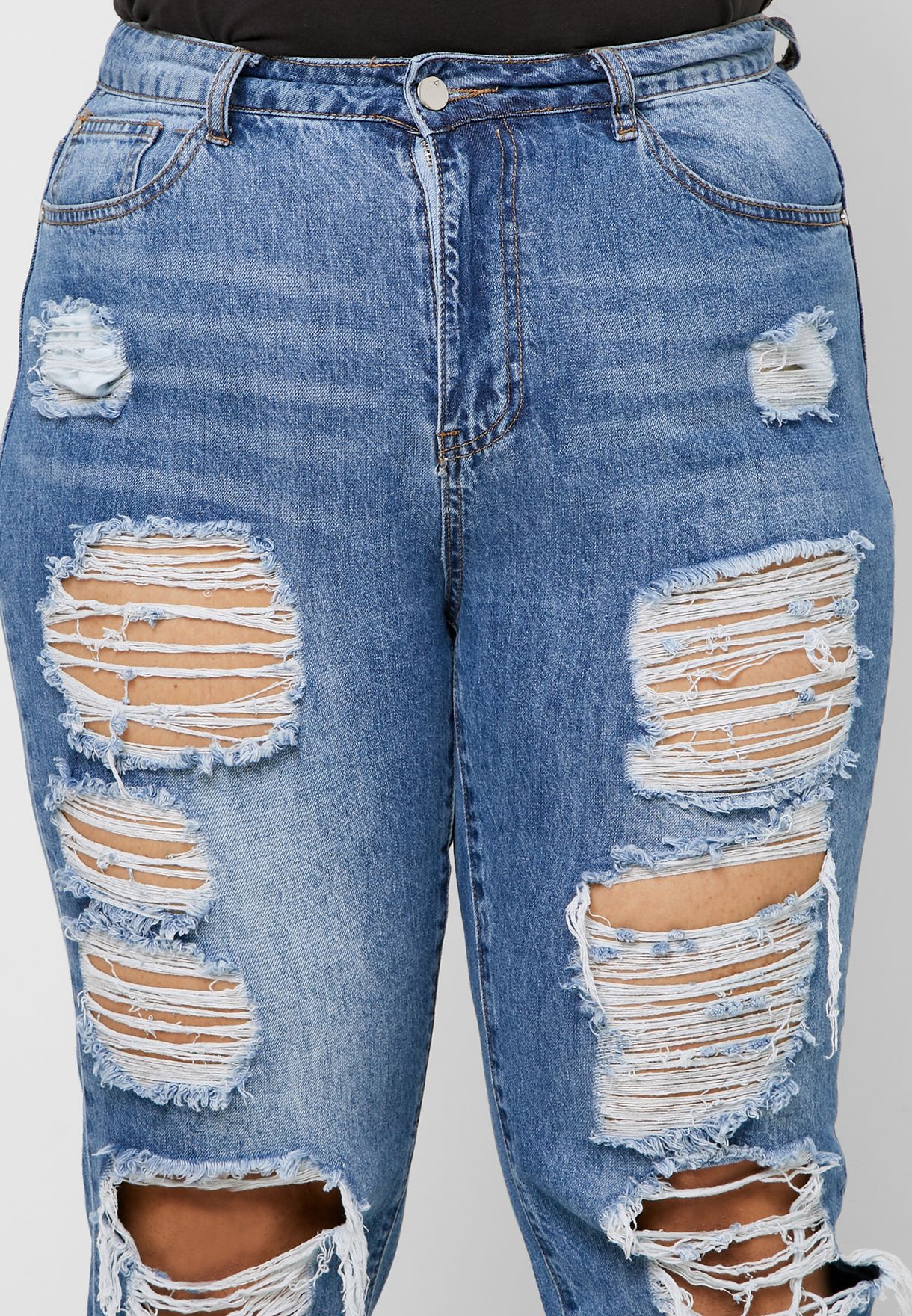 Buy Missguided Curve Blue Riot High Waist Ripped Mom Jeans For Women In Dubai Abu Dhabi V9777368