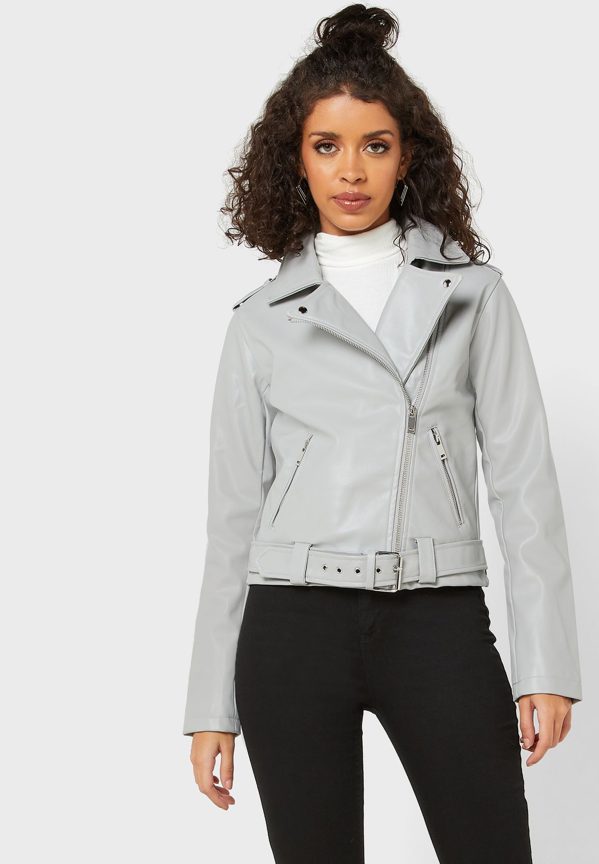 new look grey biker jacket