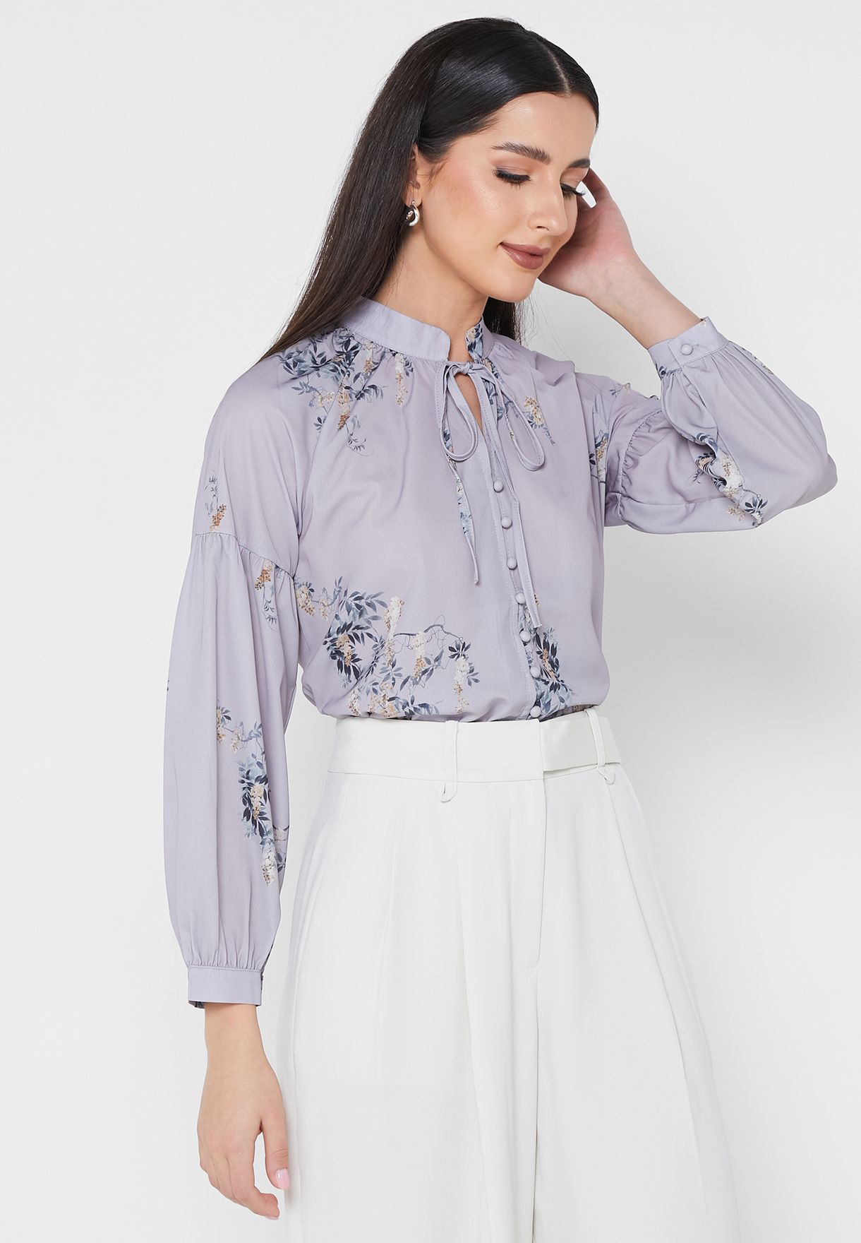 Tie Detail Puff Sleeve Top