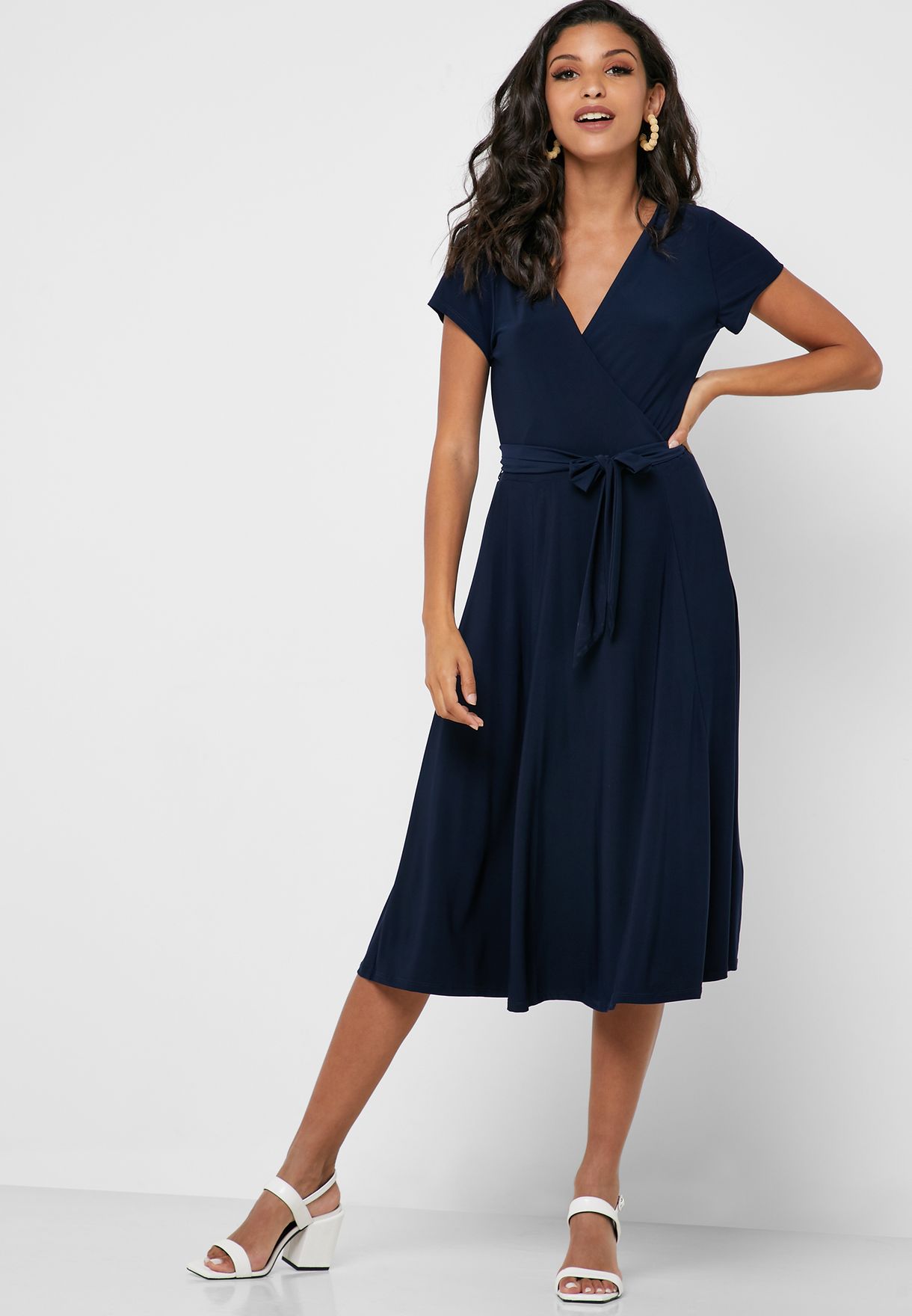 Buy Wallis blue Short Sleeve Wrap Dress for Women in MENA, Worldwide