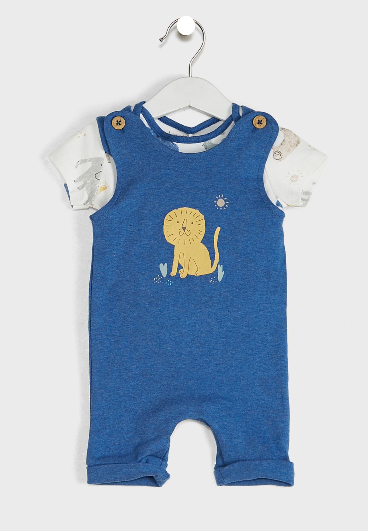 Infant Safari Print T-Shirt & Dungaree Set