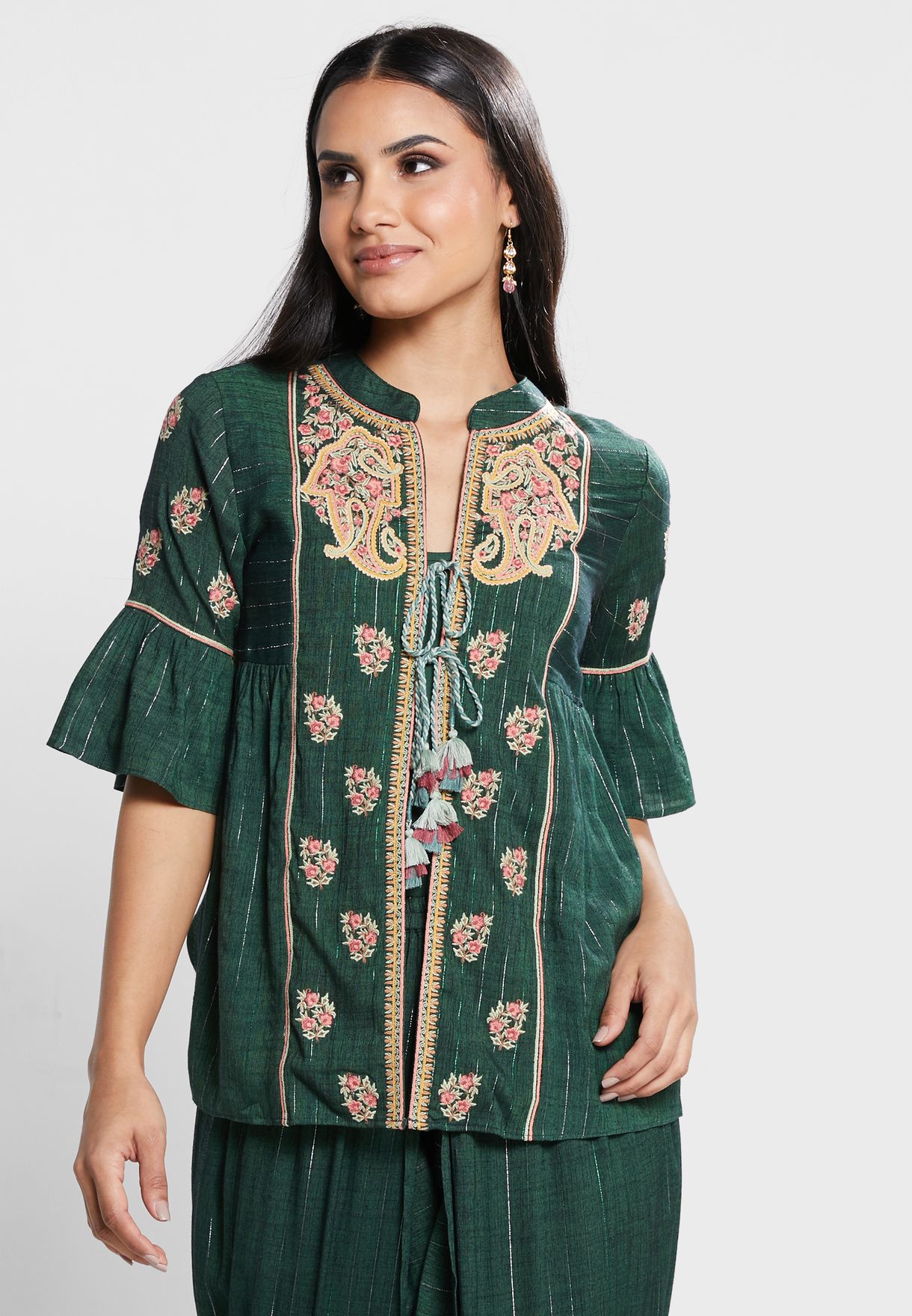 Embroidered Kurti & Dhoti Salwar Set