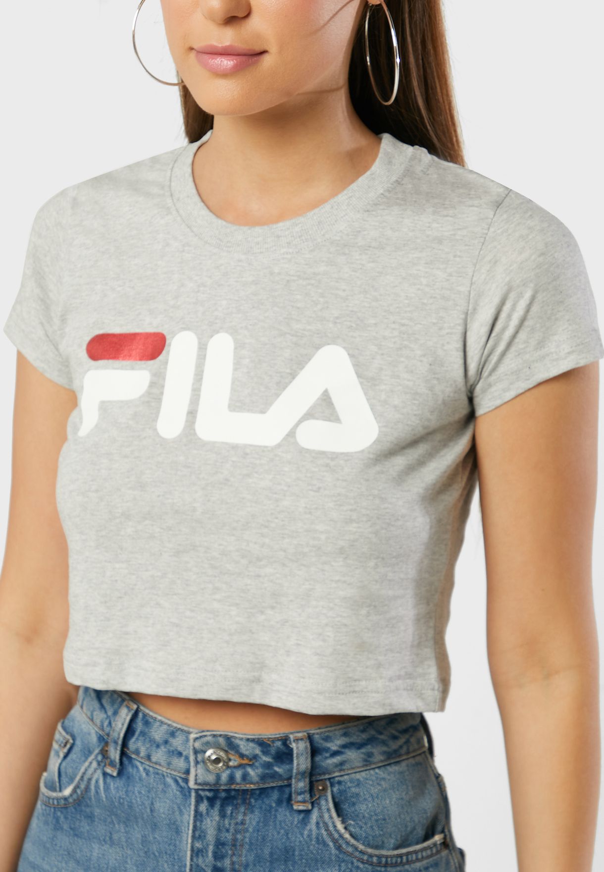 Buy Fila grey Eden Classic Cropped T-Shirt for Women in MENA, Worldwide