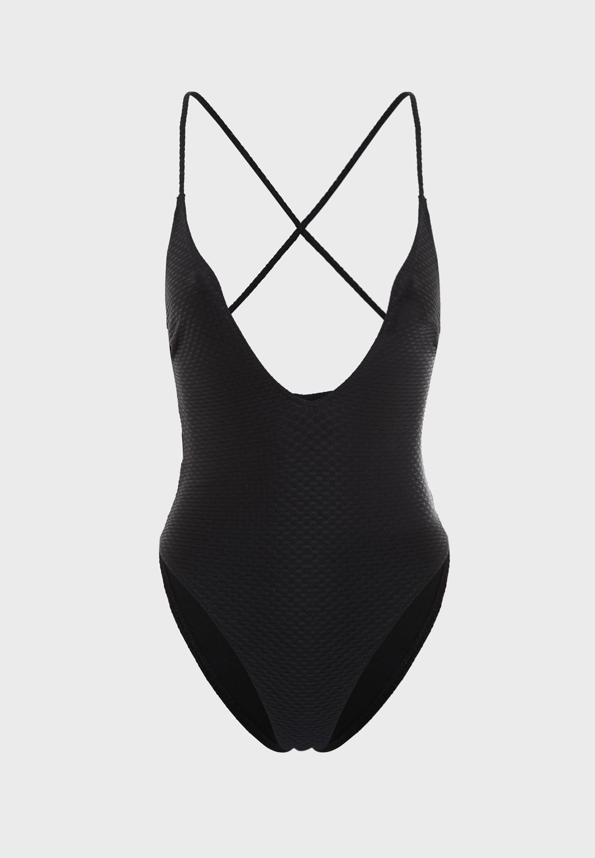 black textured swimsuit