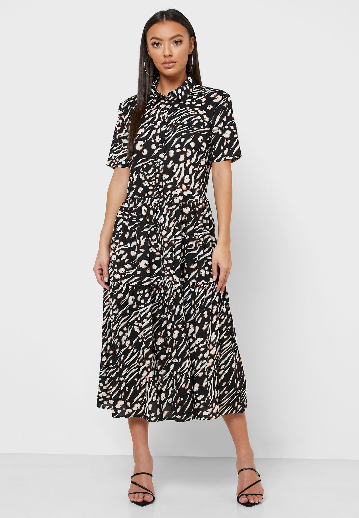 printed shirt dress trf