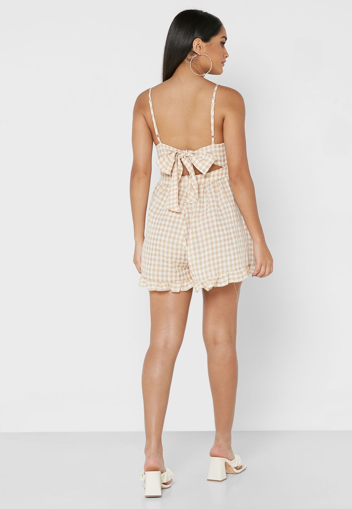 Checked Cut Out Detail Playsuit