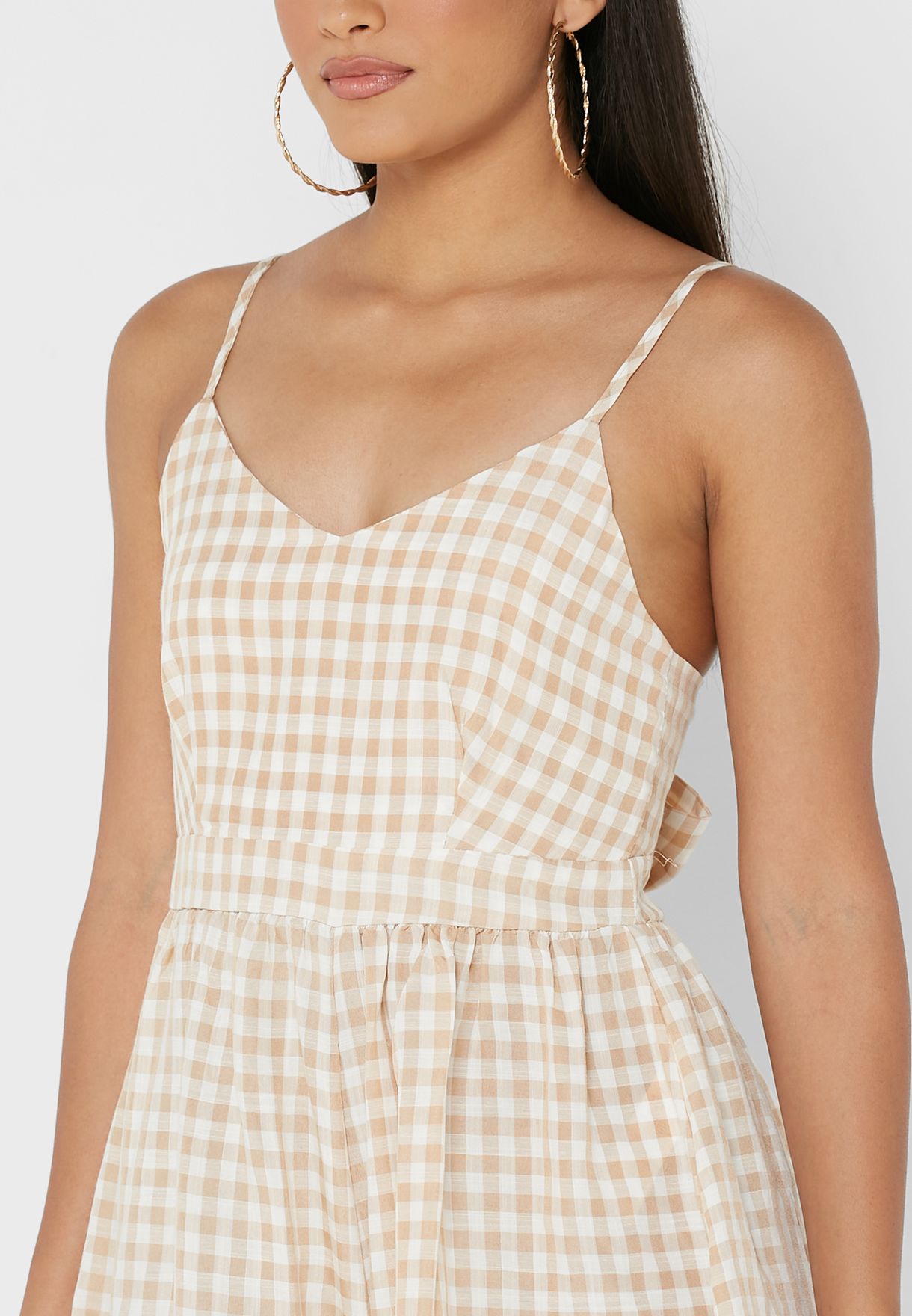 Checked Cut Out Detail Playsuit
