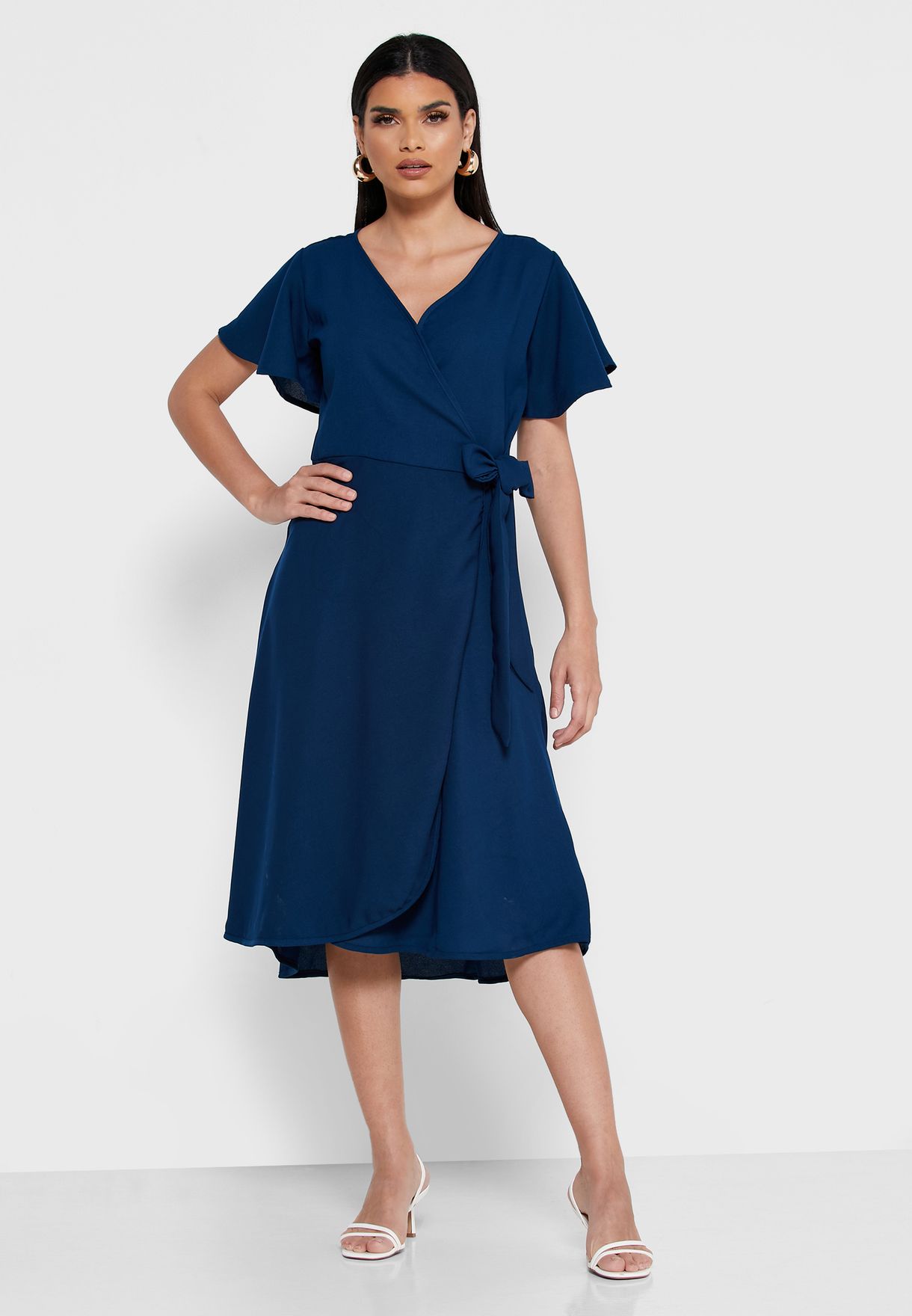 Buy The Label Life blue Angel Sleeve Wrap Dress for Women in MENA ...