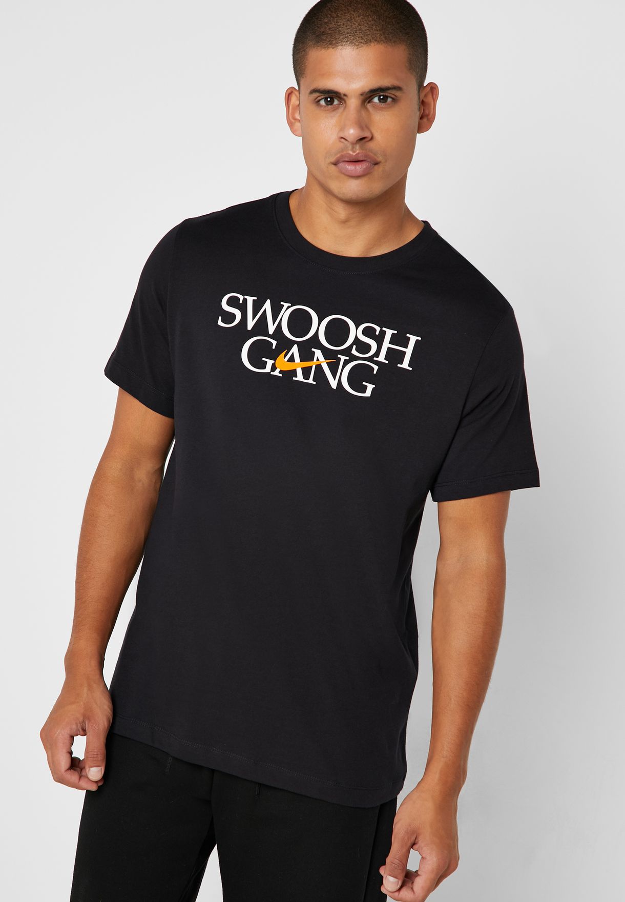 Buy Nike black NSW Swoosh Gang T-Shirt 