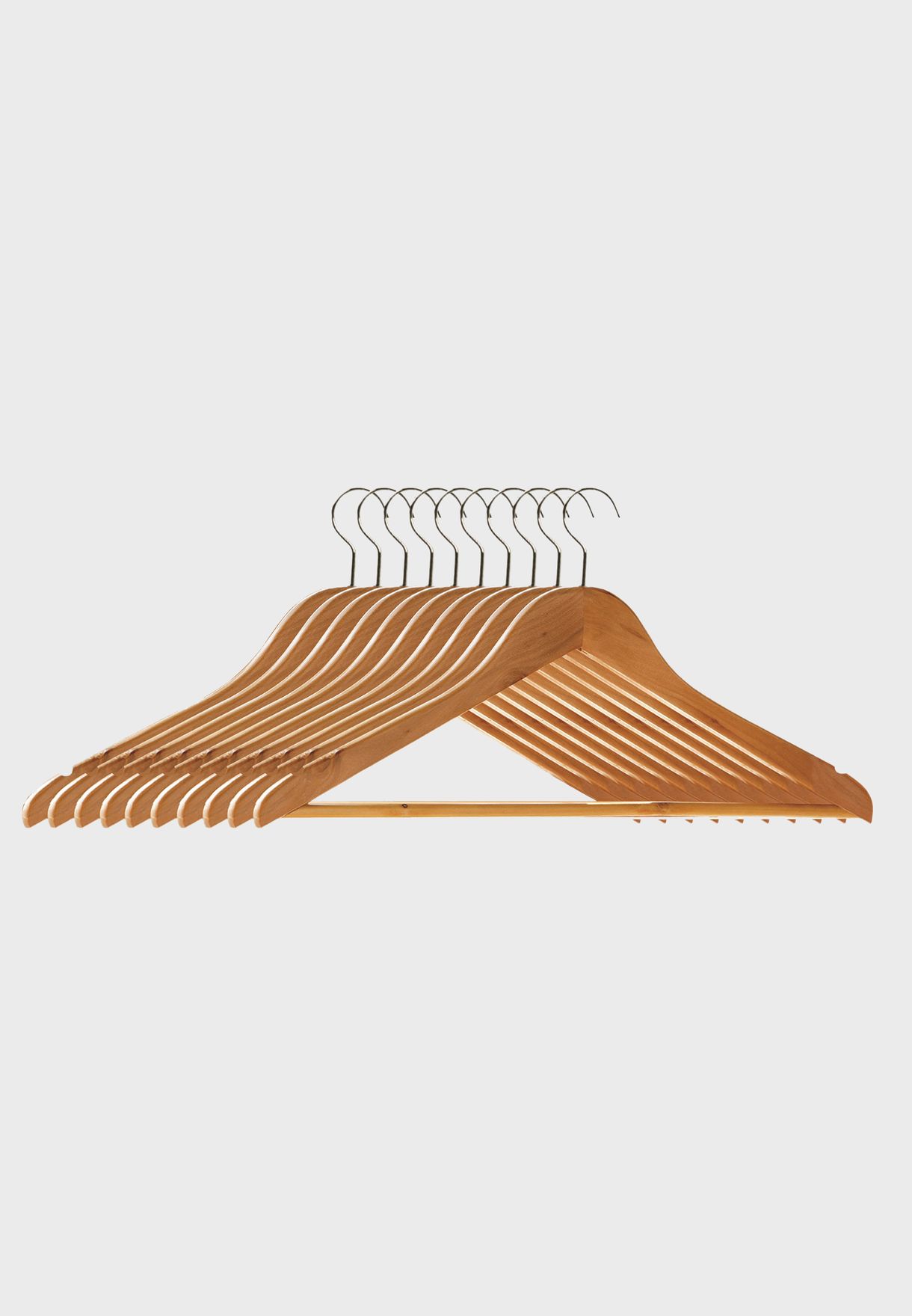 Wooden Set Of 10 Wooden Clothes Hangers
