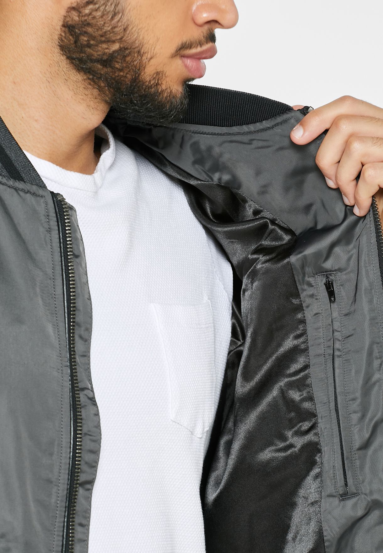 Buy Ikks grey Essential Bomber Jacket for Men in MENA, Worldwide