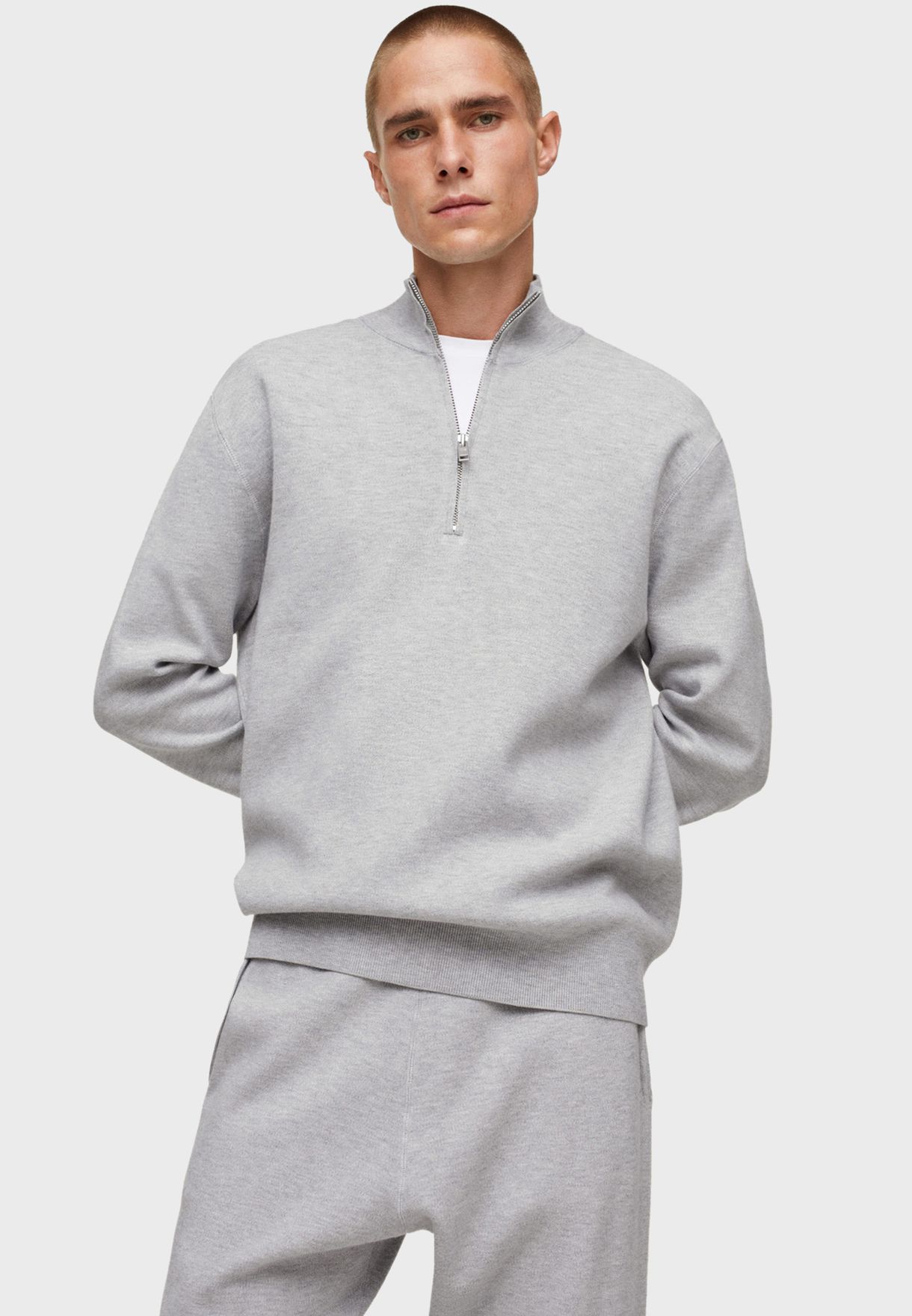 Textured Zip Detail Sweater
