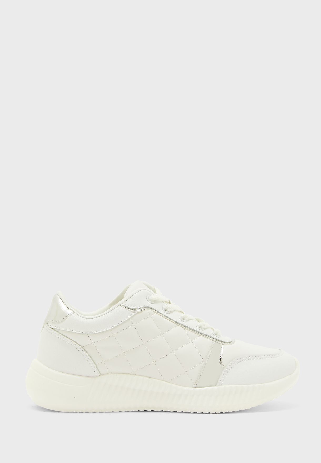 white quilted sneakers