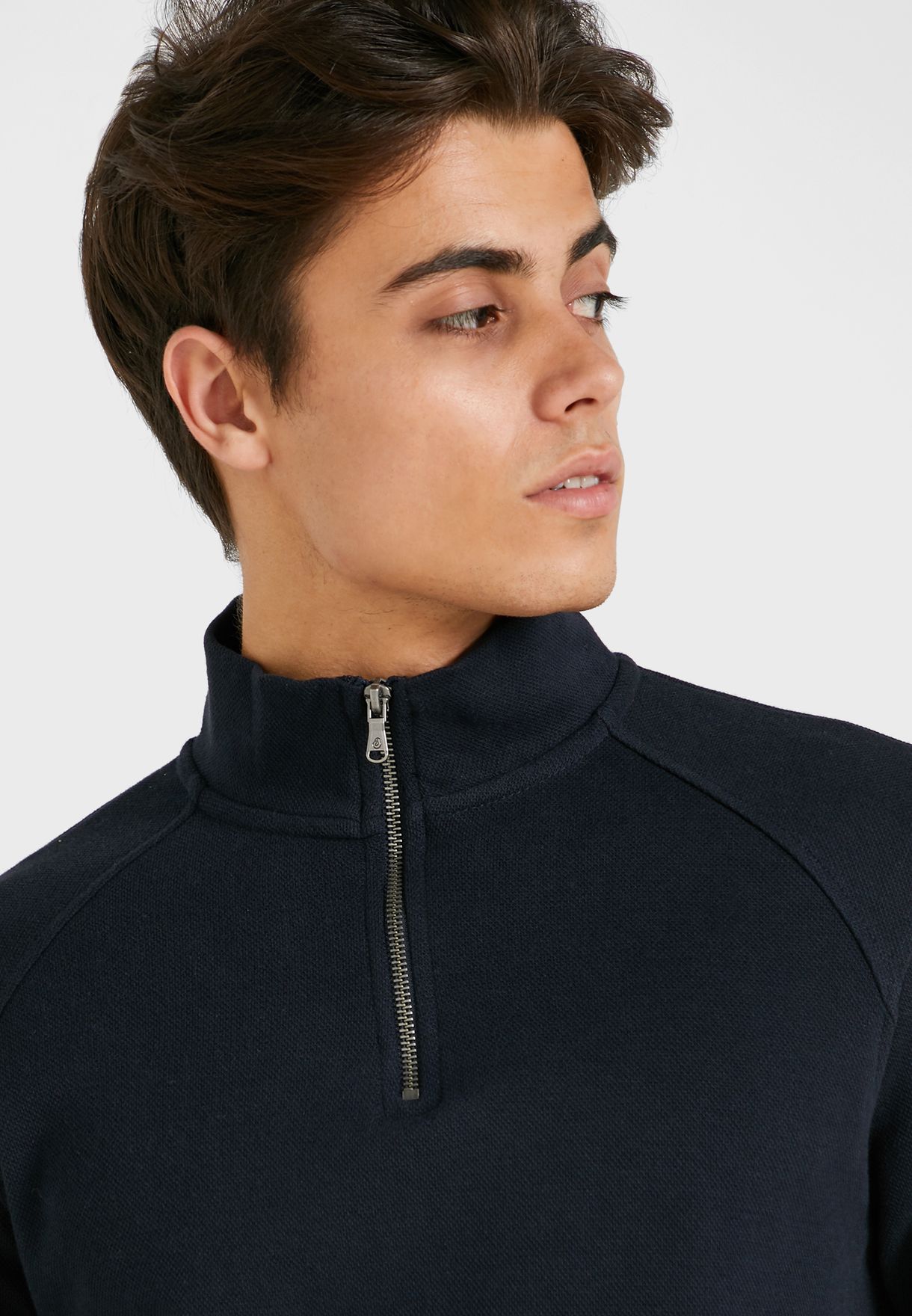 funnel neck half zip sweatshirt