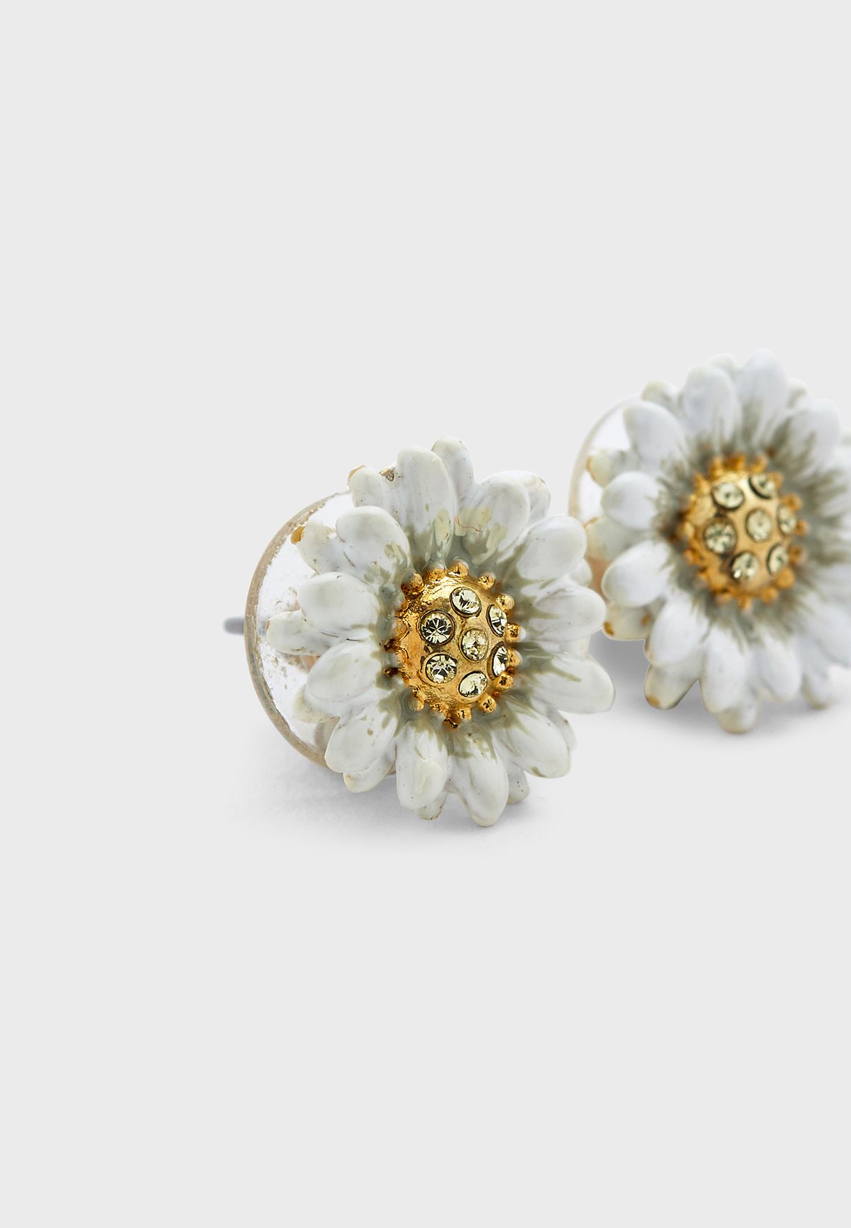 Flower On Faceted Glass Stud Earrings