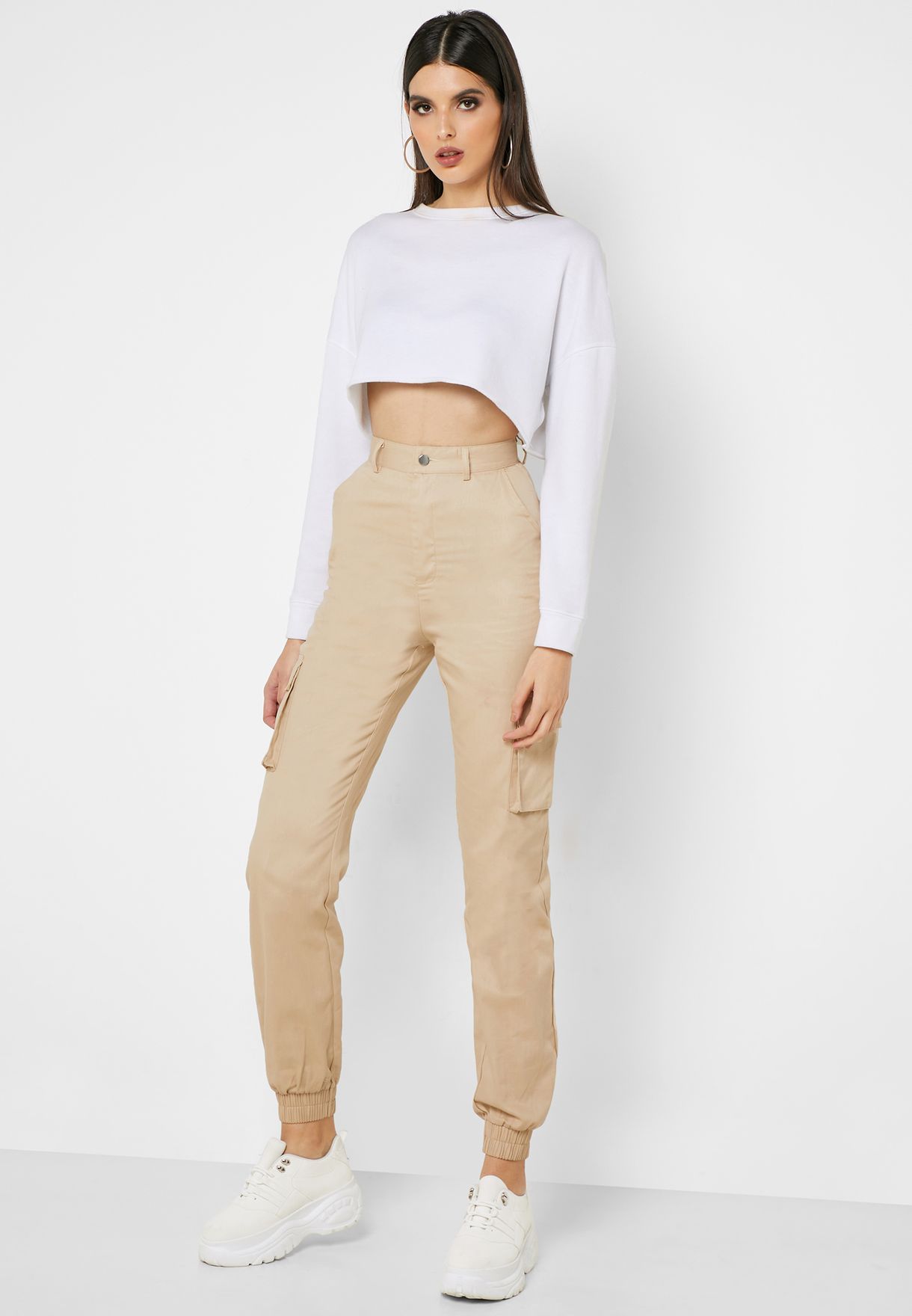 womens cargo pants beige