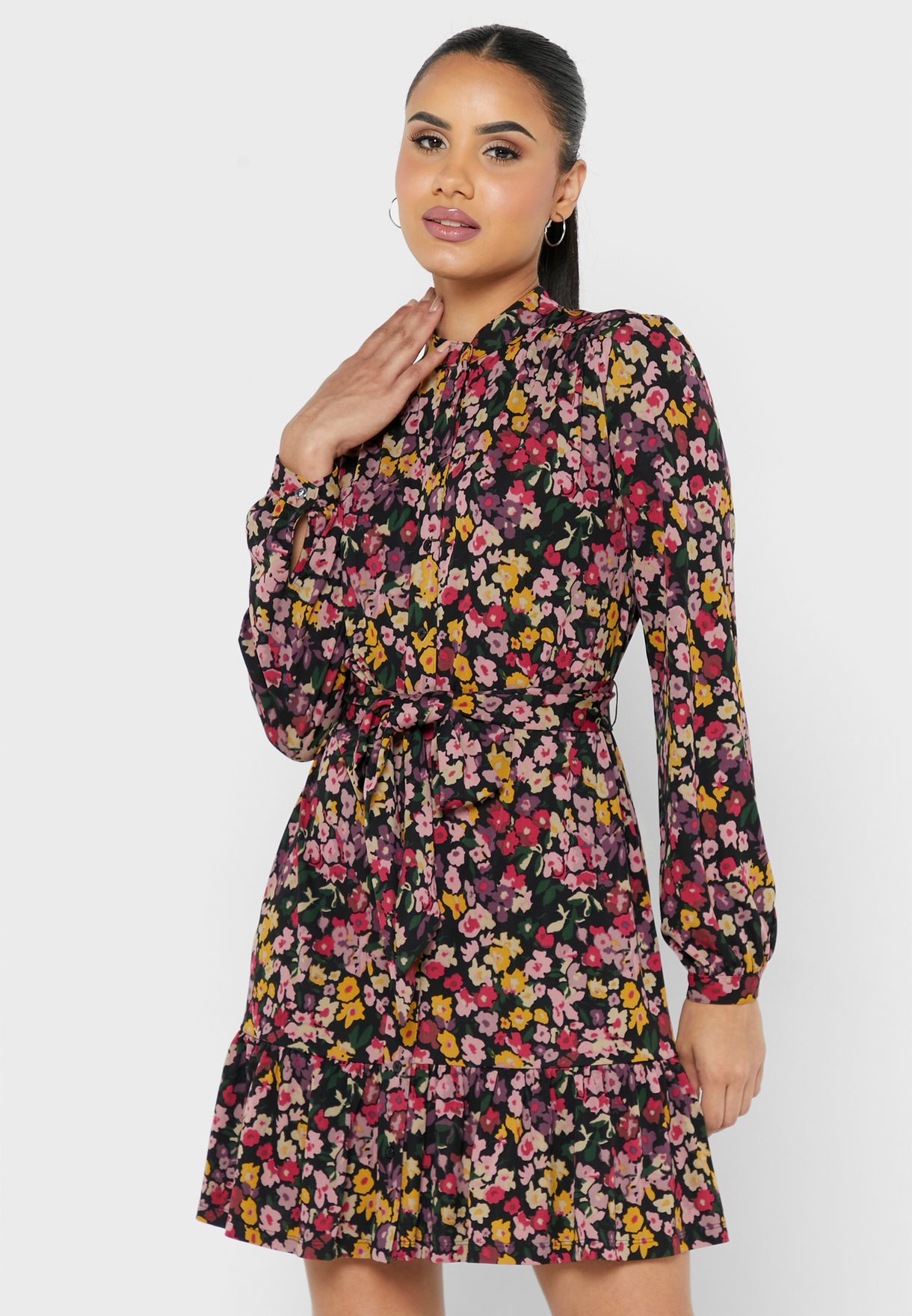 Buy Lauren Ralph Lauren multicolor Floral Print Ruffle Detail Dress for  Women in Dubai, Abu Dhabi