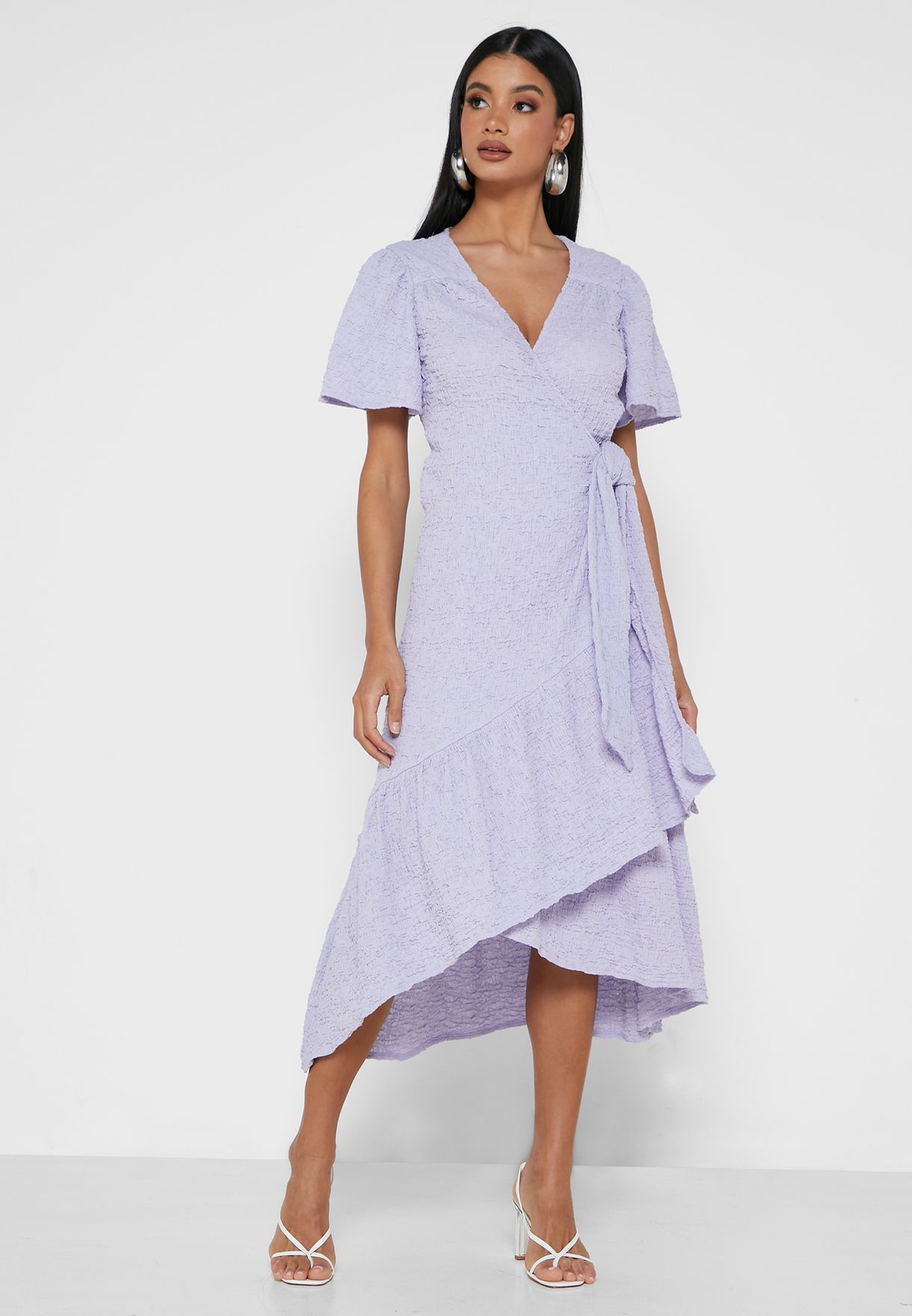 Buy Lost Ink purple Textured Wrap Smock Midaxi Dress for Women in MENA,  Worldwide