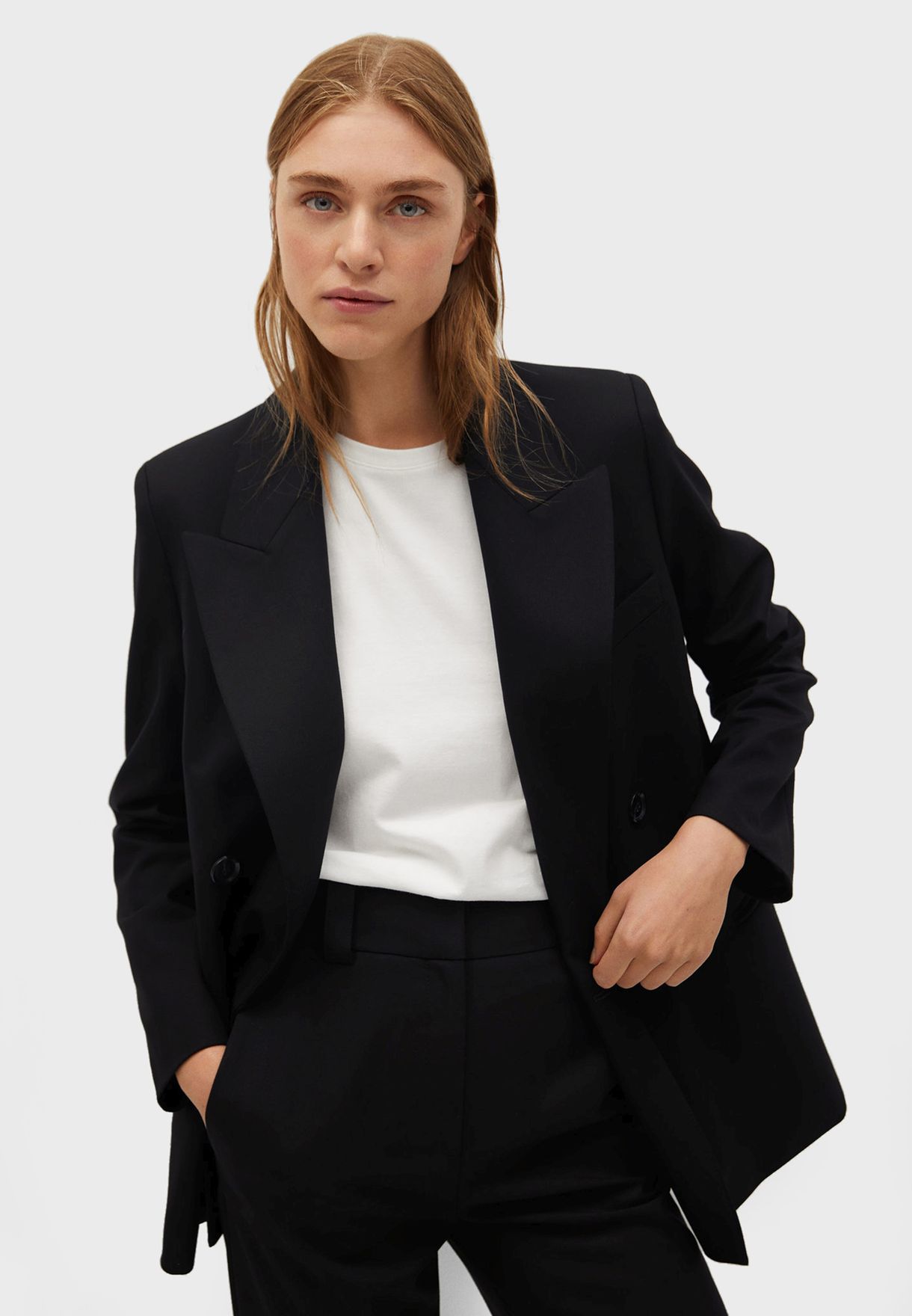 mango black double breasted blazer