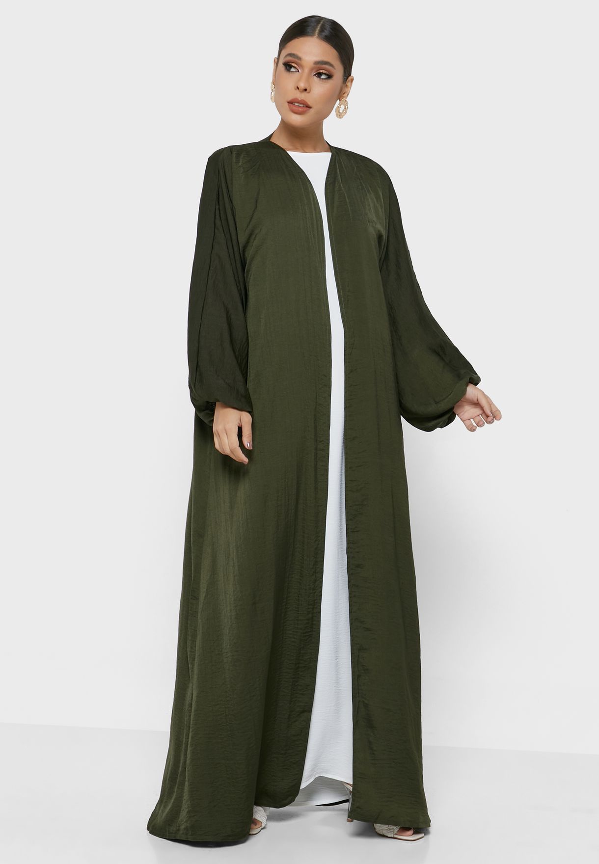 Buy Hayas Closet green Longline Knitted Abaya for Women in MENA, Worldwide