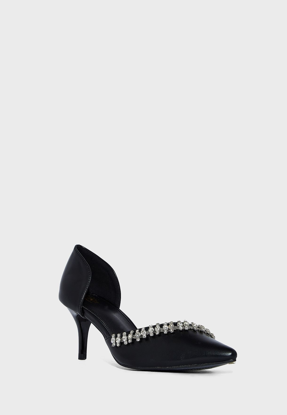 Embellished Stone Clear Detail Pointed Pump