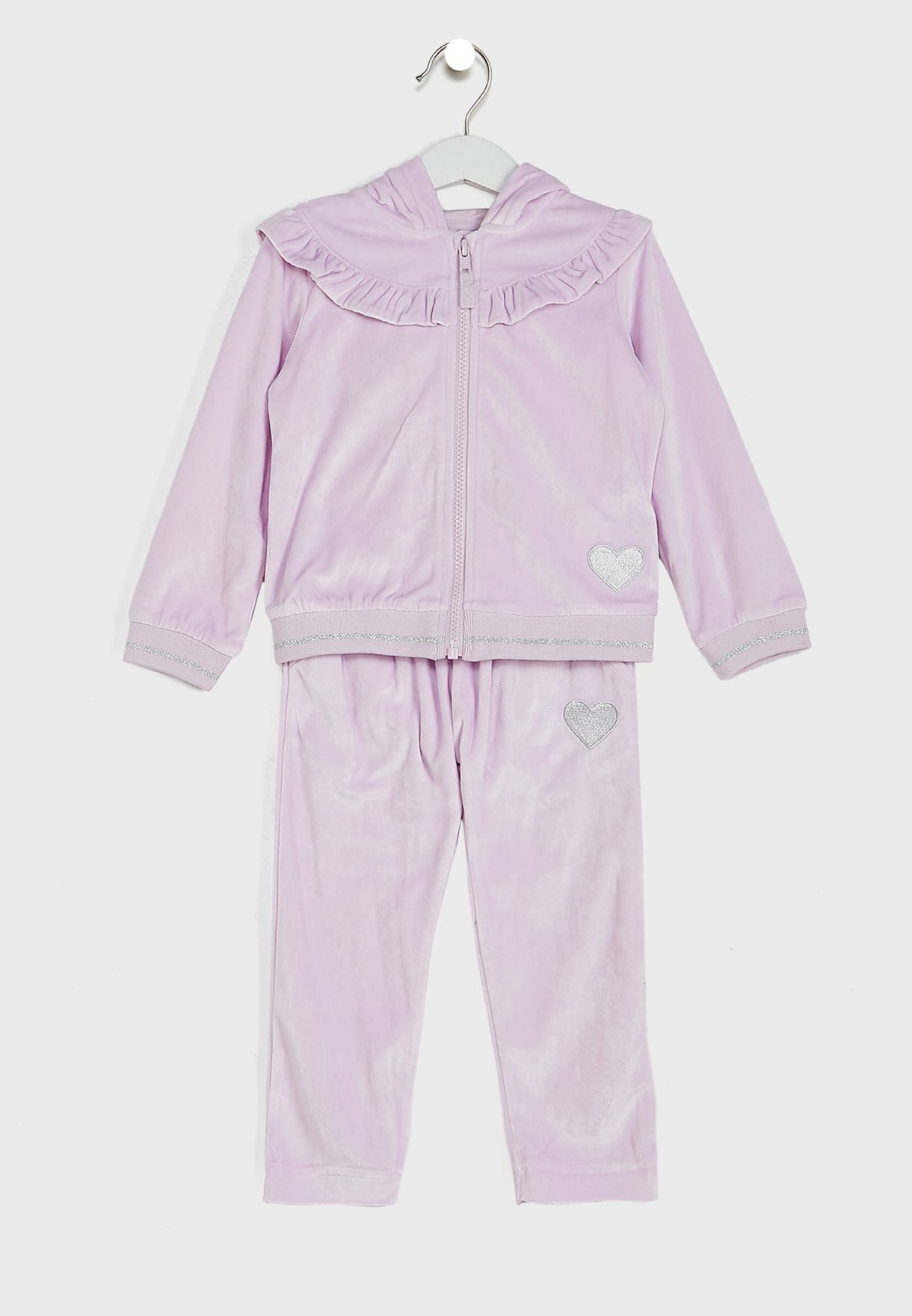 Kids Heart Print Hooded Tracksuits