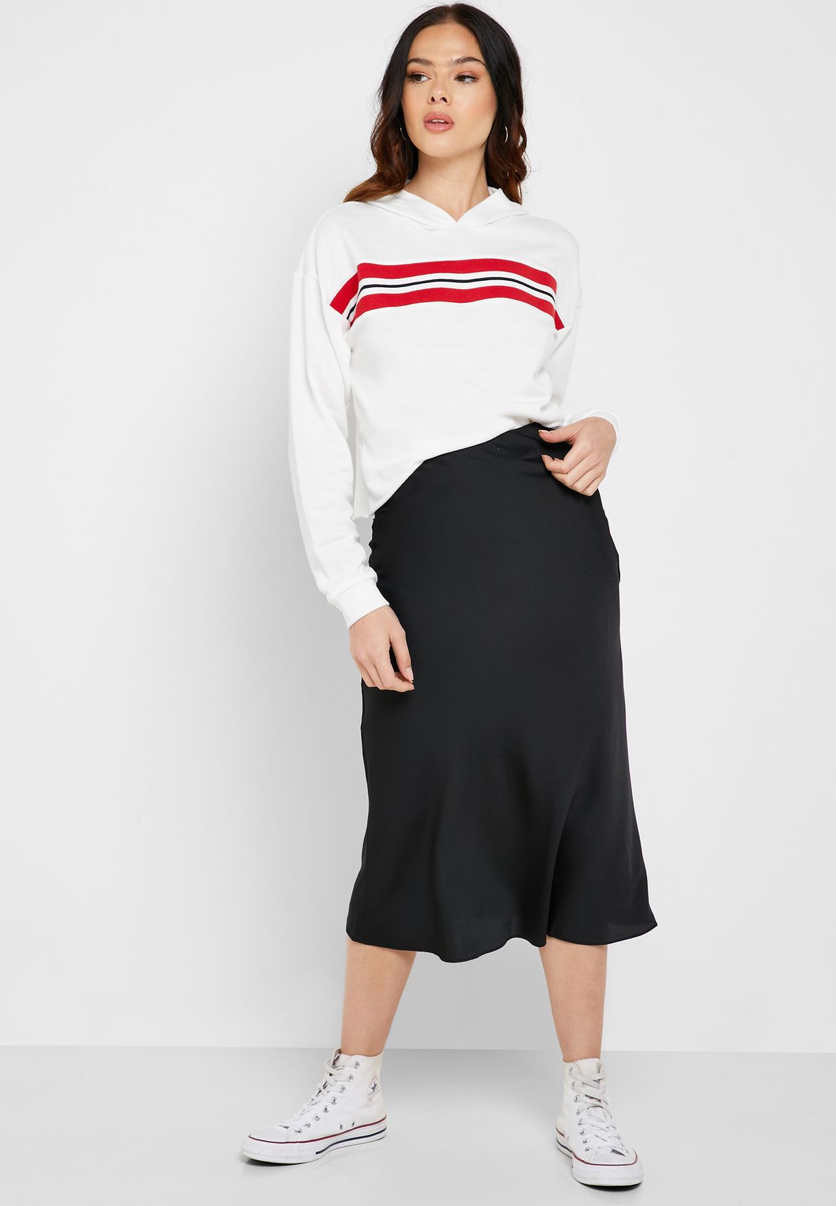 forever 21 black satin skirt