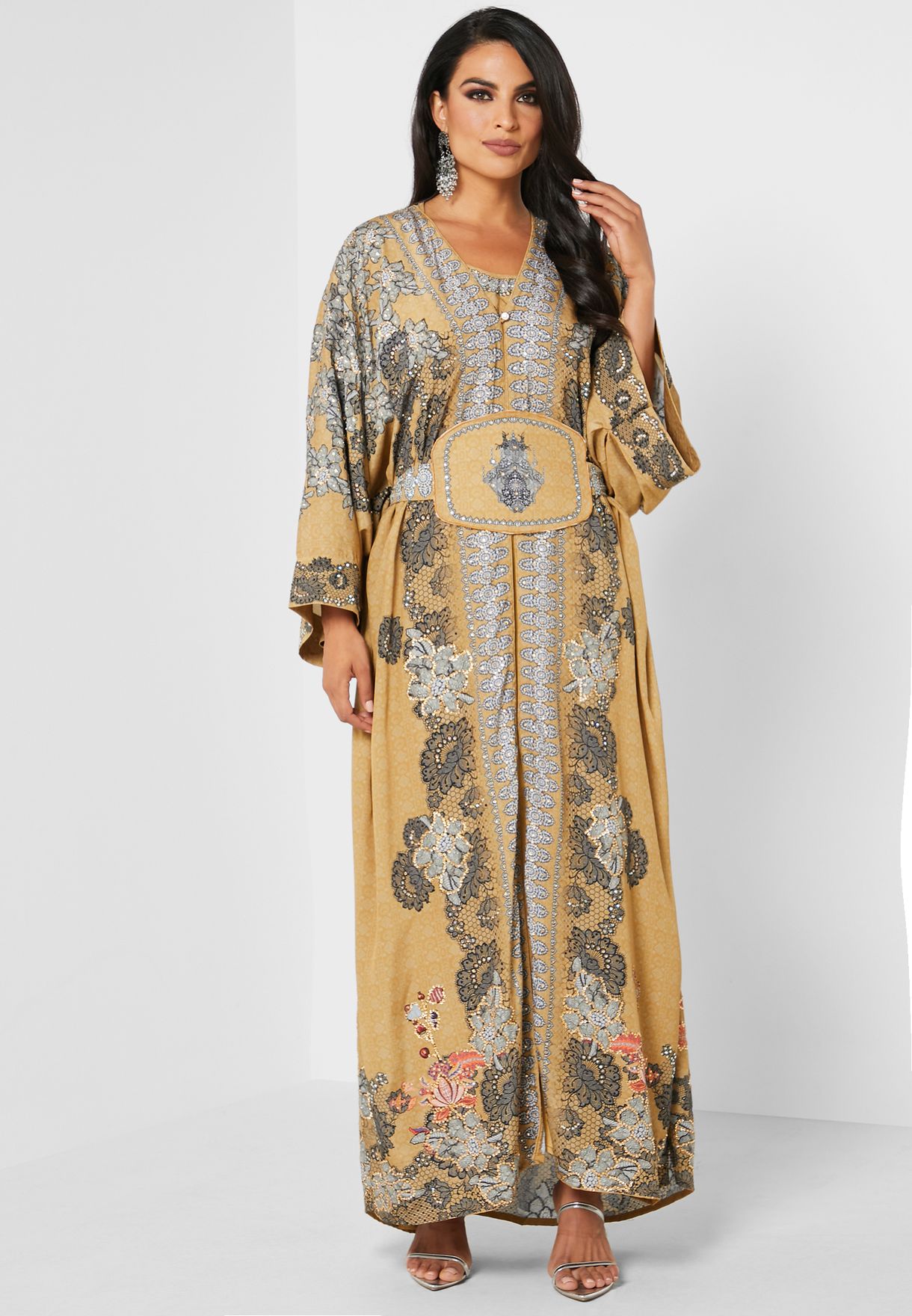 Buy Arabian Closet yellow Digital Print Kaftan for Women in MENA, Worldwide