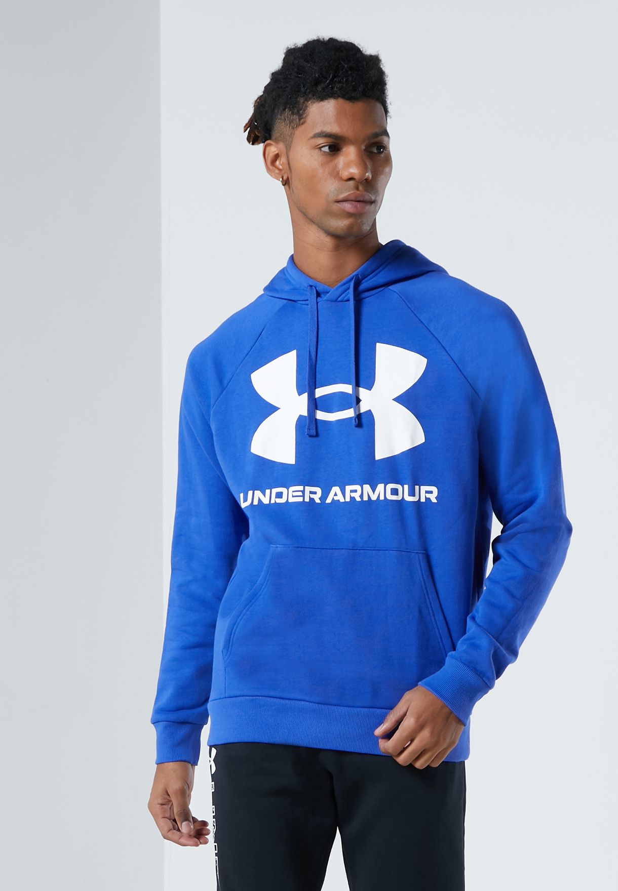 Buy > men's ua rival fleece big logo short sleeve hoodie > in stock
