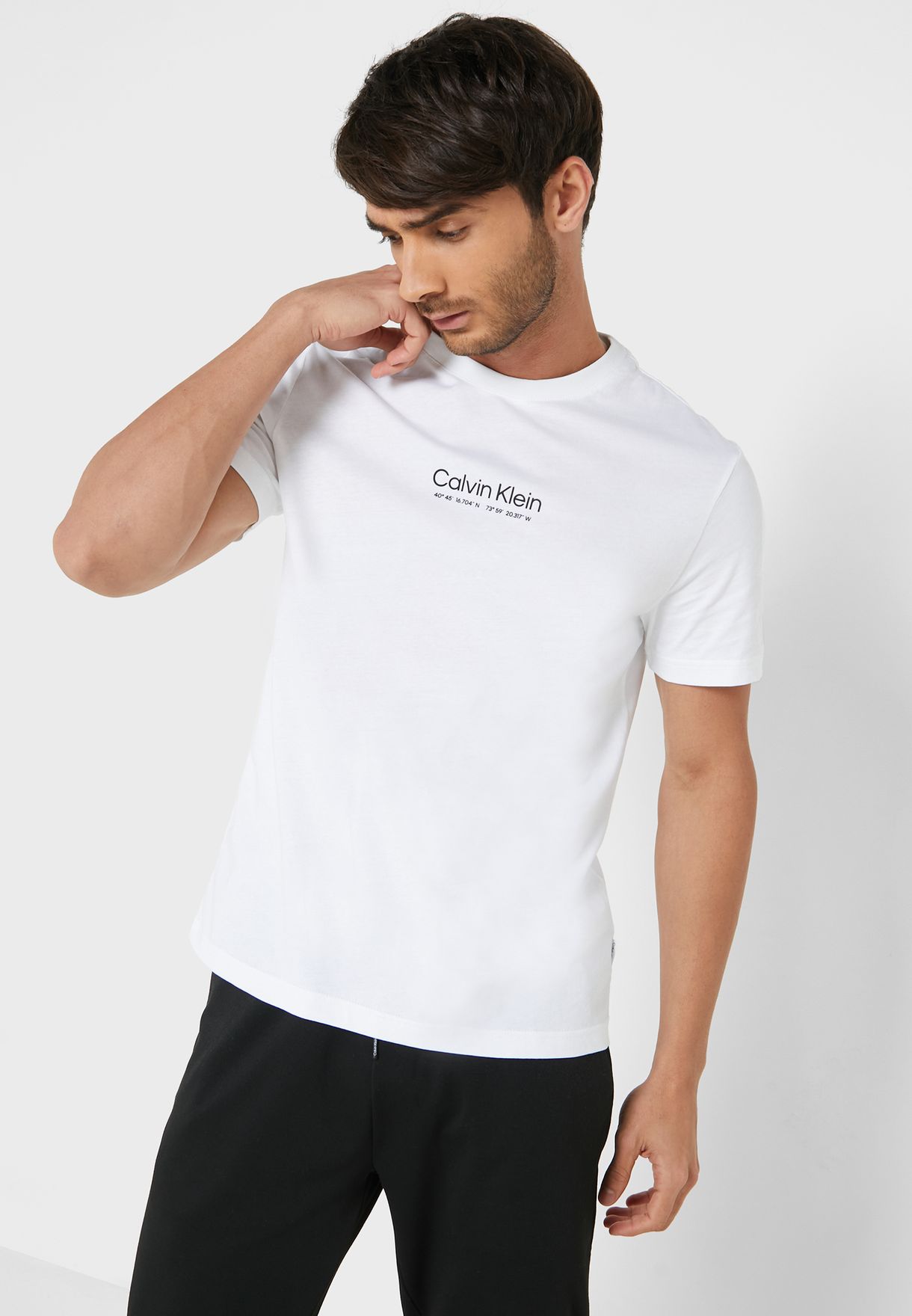 Buy Calvin Klein white Logo Coordinates Crew Neck T-Shirt for Men in  Manama, Riffa