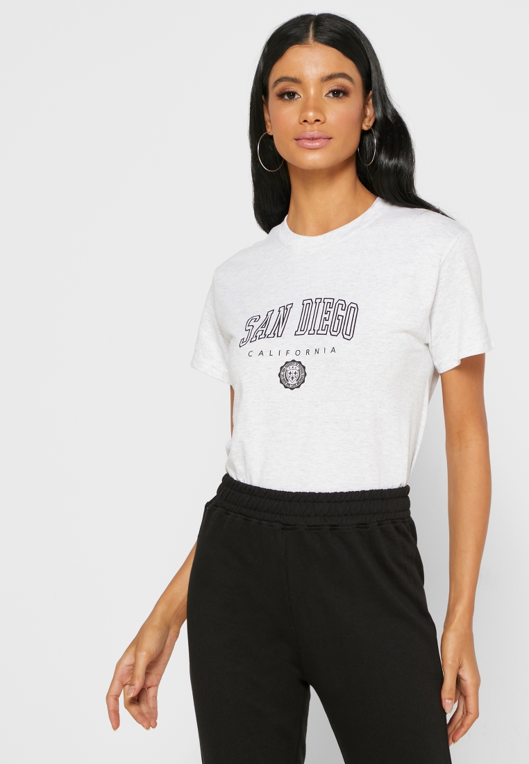 Miss Selfridge 'San Diego' t-shirt in gray