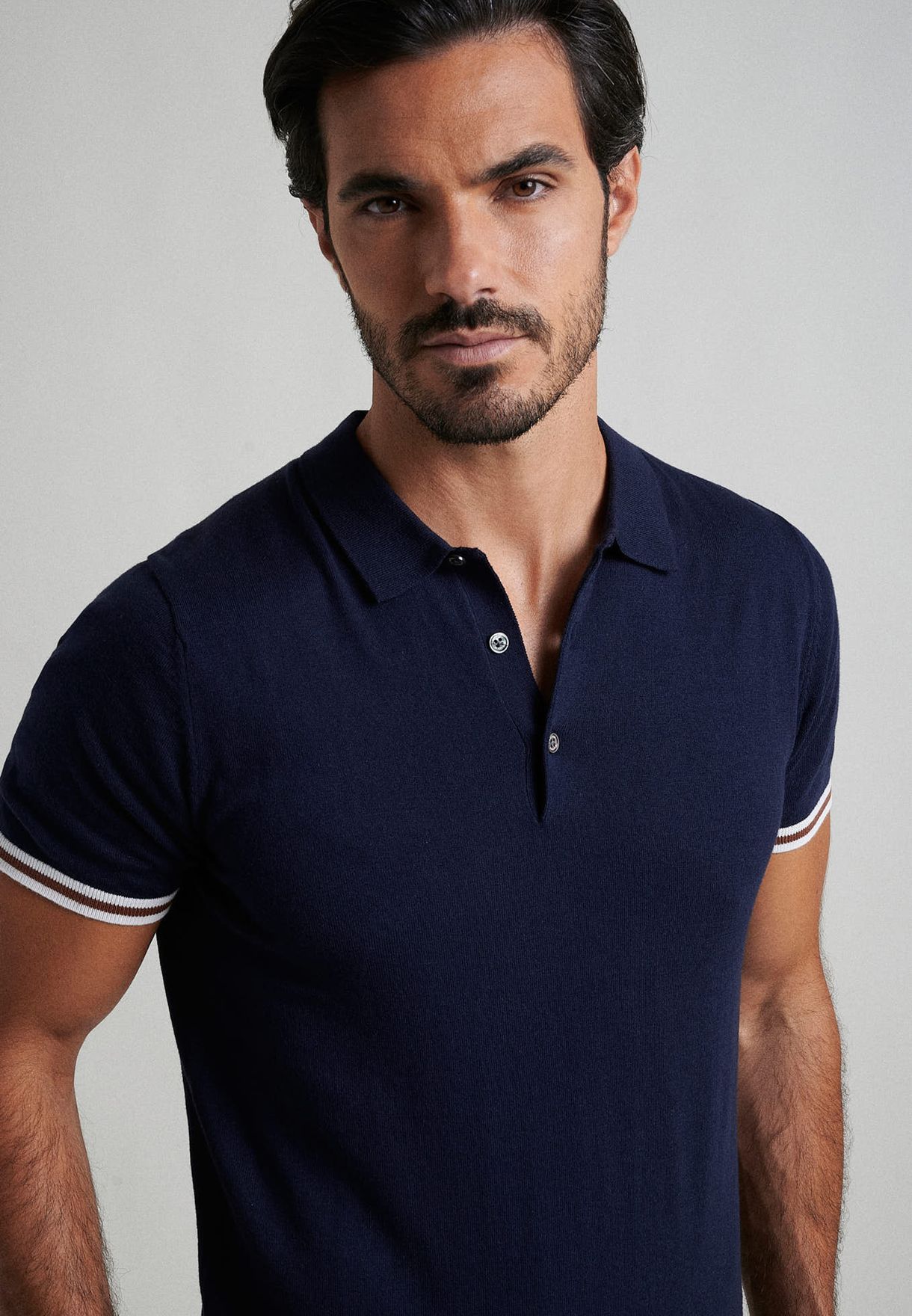 Buy Sacoor Brothers blue Knitted Polo for Men in MENA, Worldwide