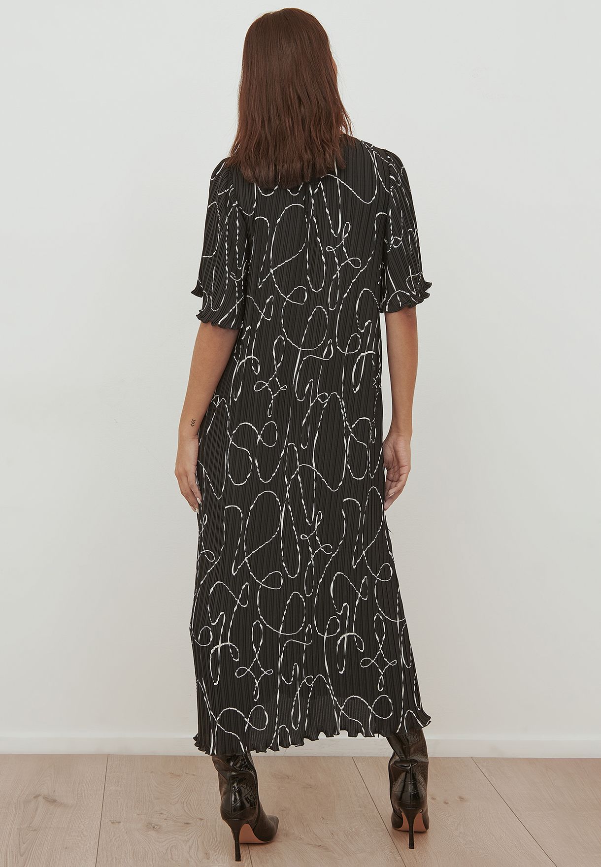Printed Pleated Dress