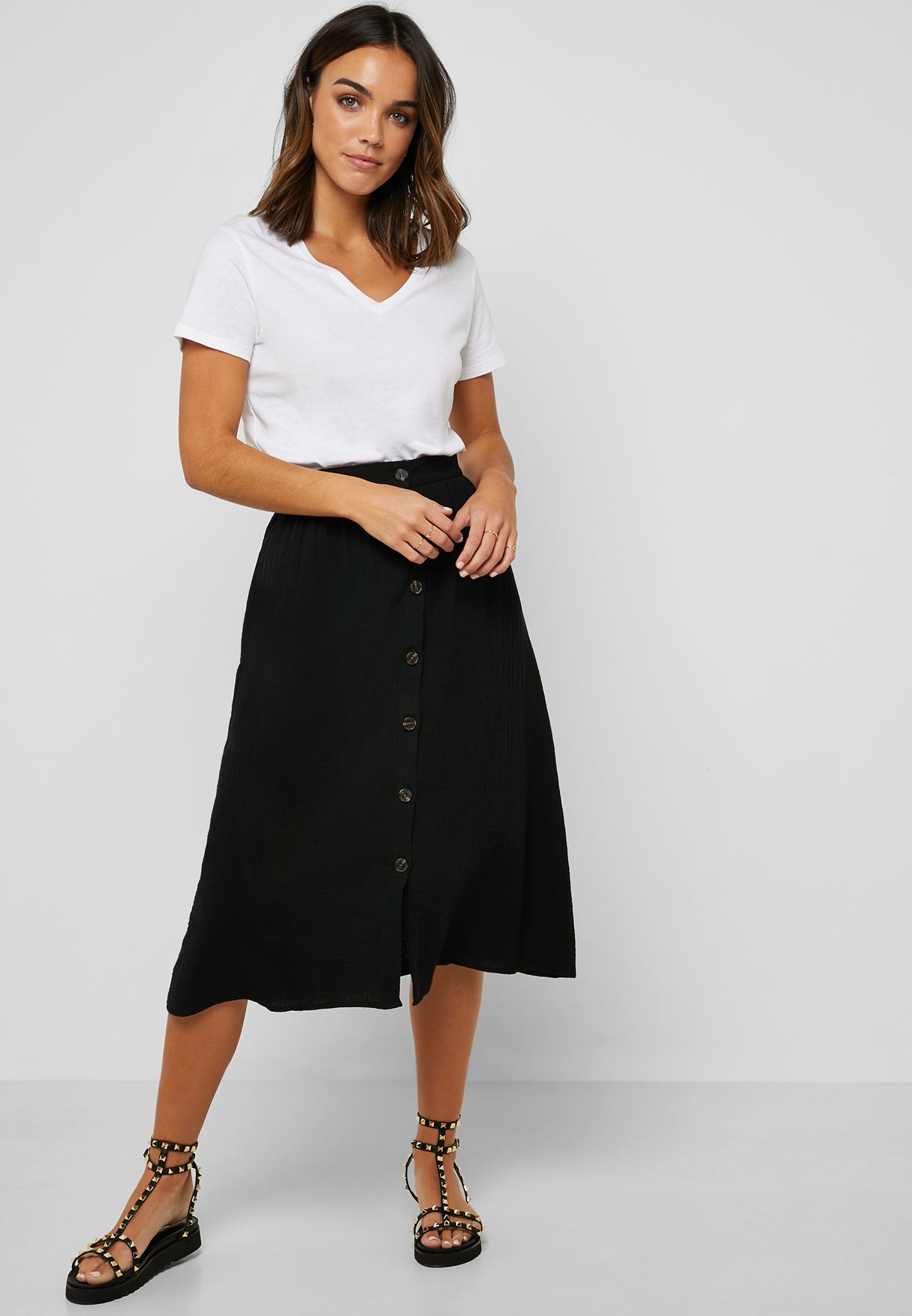 Chaser Linen Button Down A Line Midi Skirt Scout Eden Lifestyle