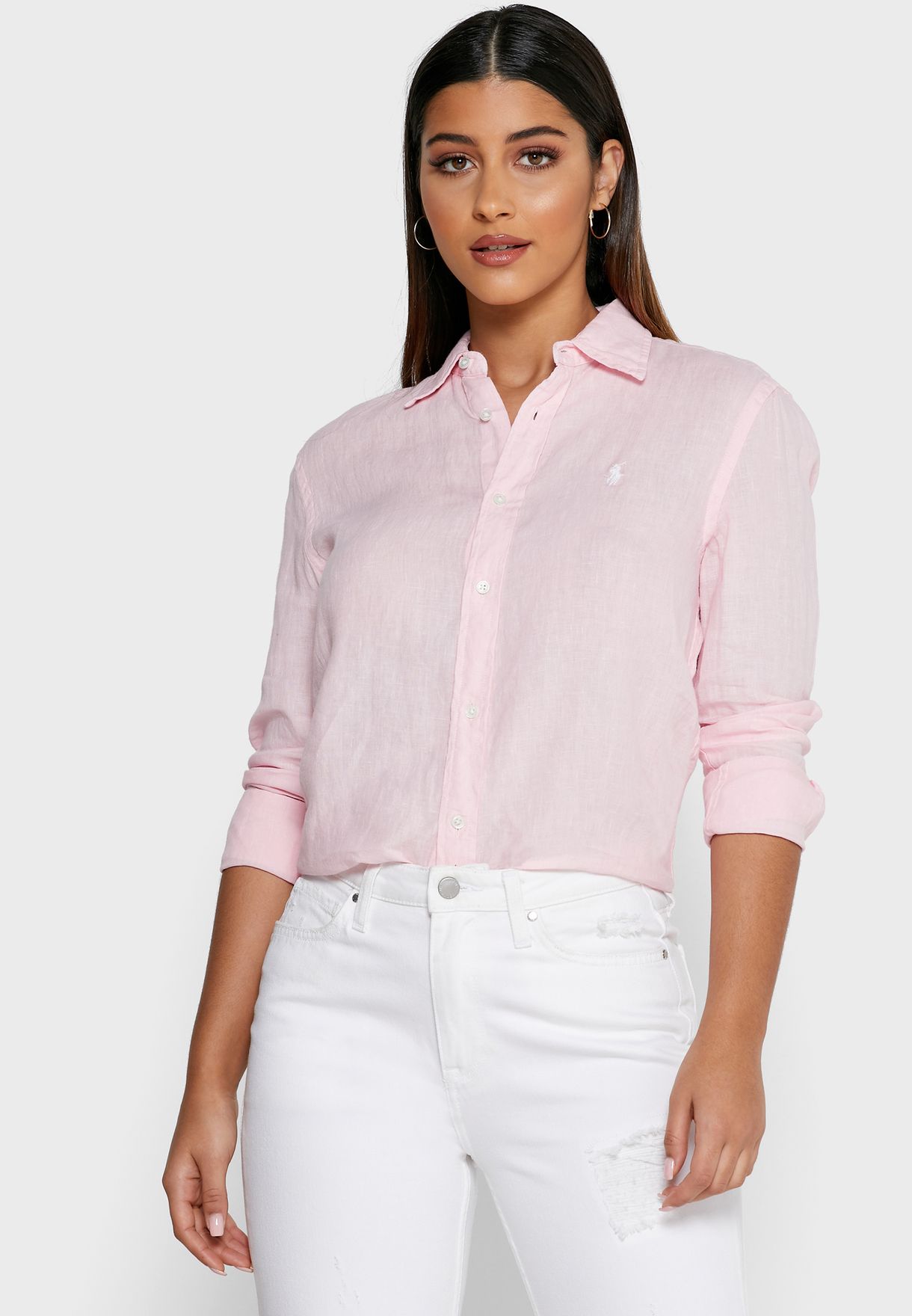 Buy Polo Ralph Lauren pink Logo Button Down Shirt for Women in Riyadh,  Jeddah