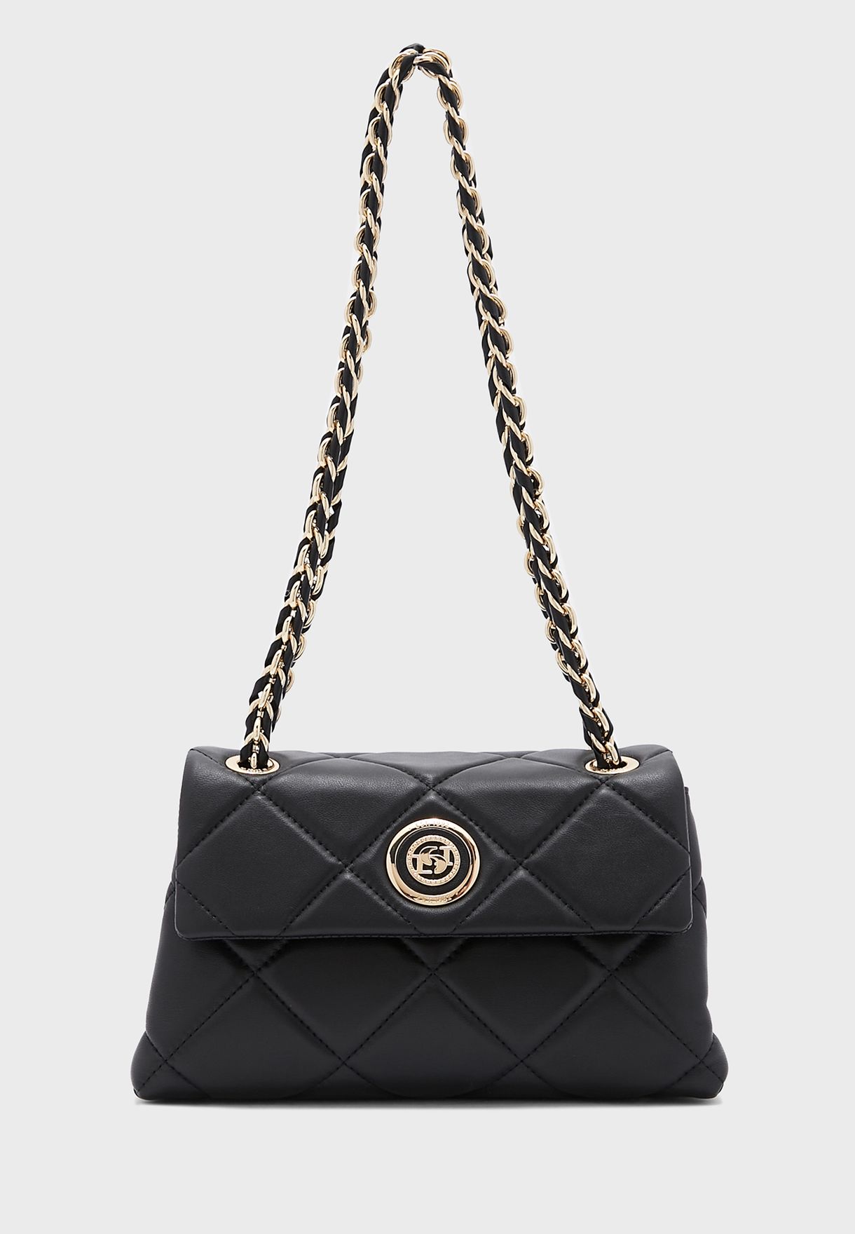 Buy Dune London black Duchess Medium Leather Quilt Crossbody Bag for ...