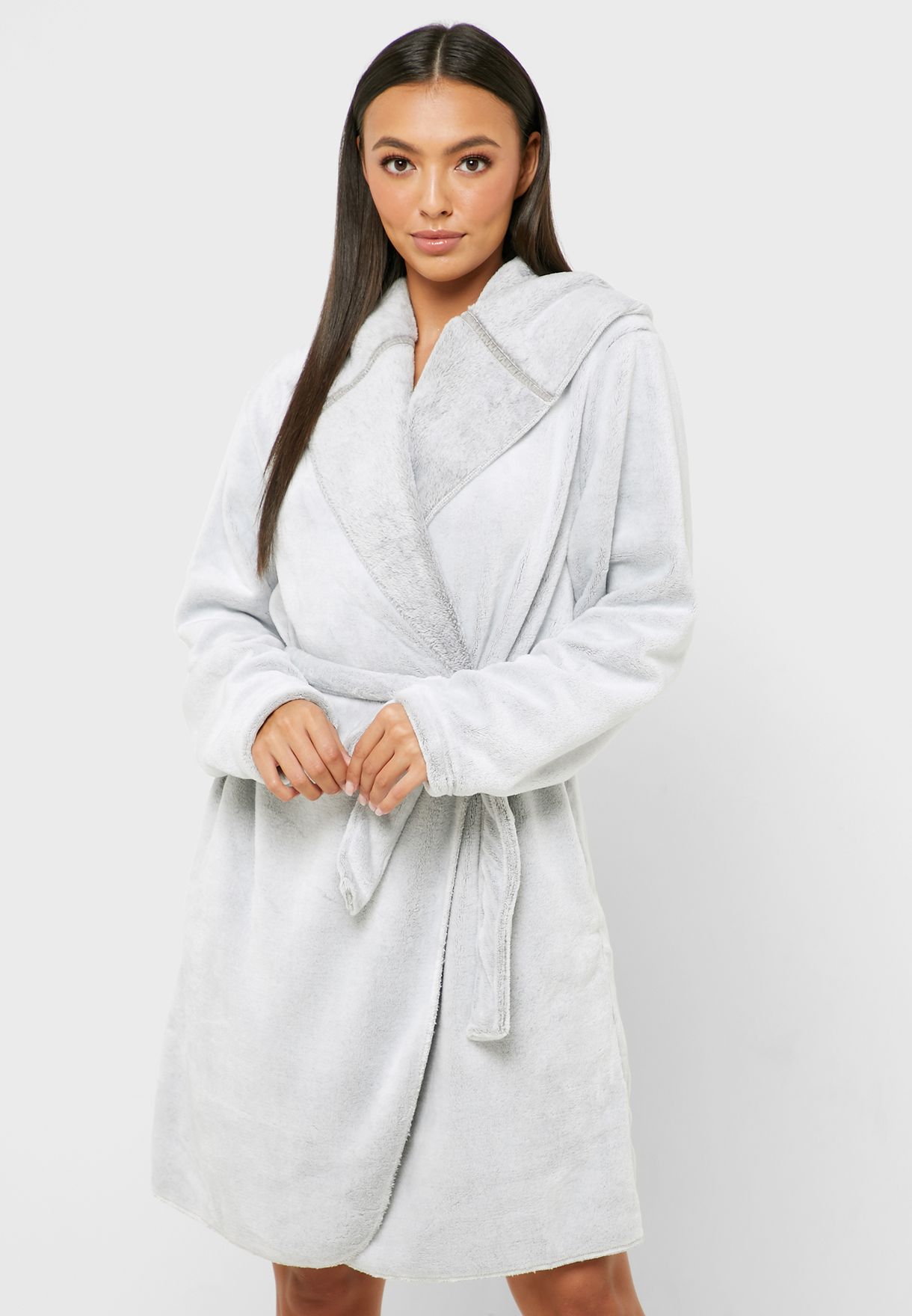 Boux Avenue Womens Hooded Waterfall Robe Dressing Gown