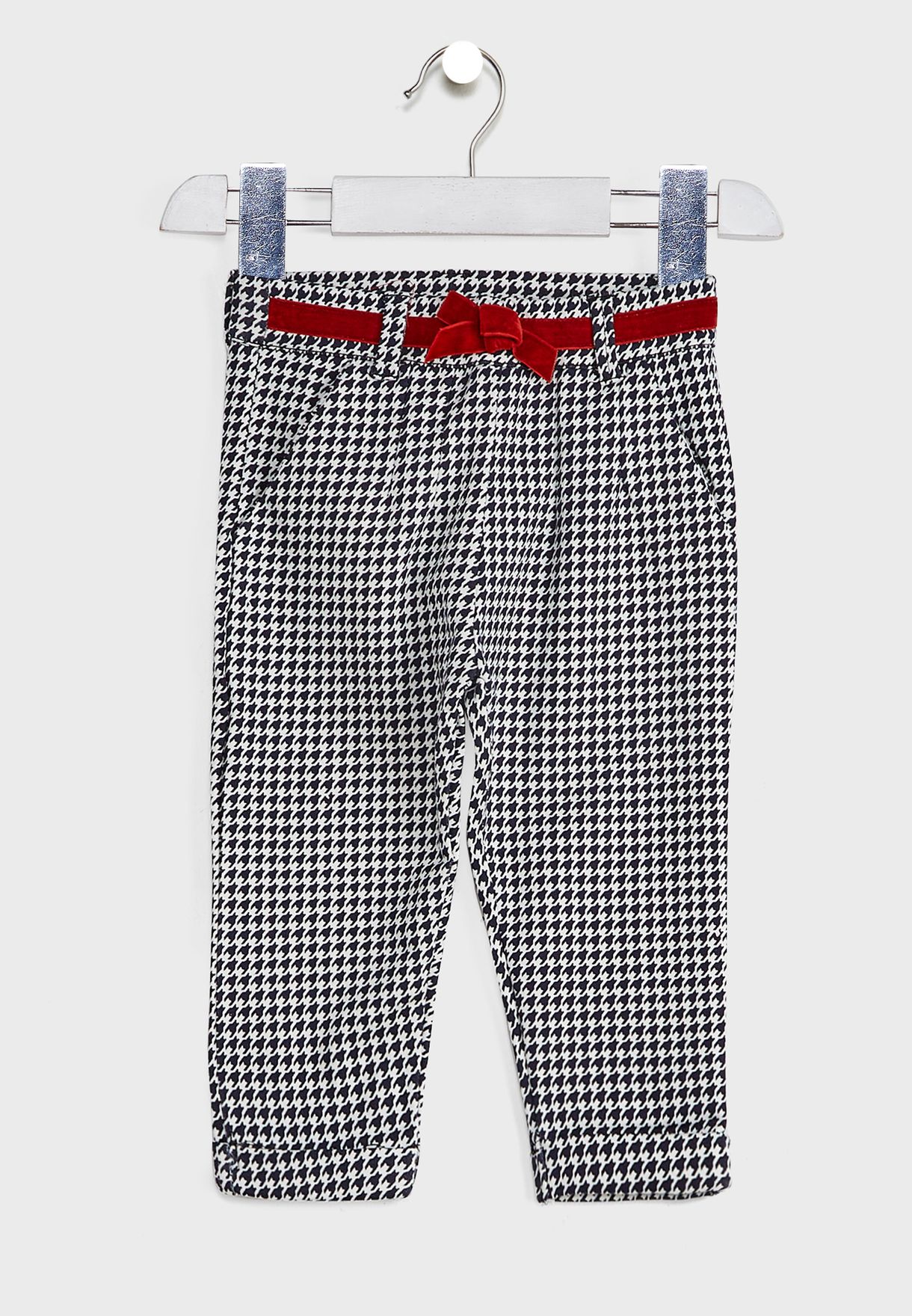 Bow Pure T-Shirt With Houndstooth Print Trousers