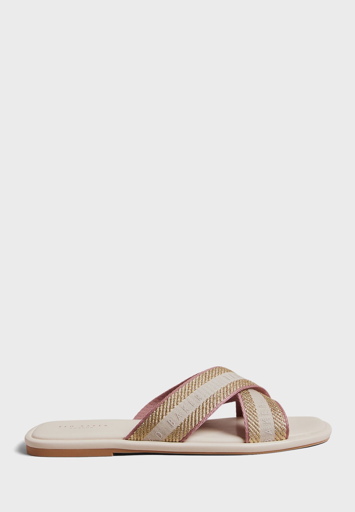 Buy Ted Baker beige Ashika Webbing Flat Sandals for Women in MENA ...