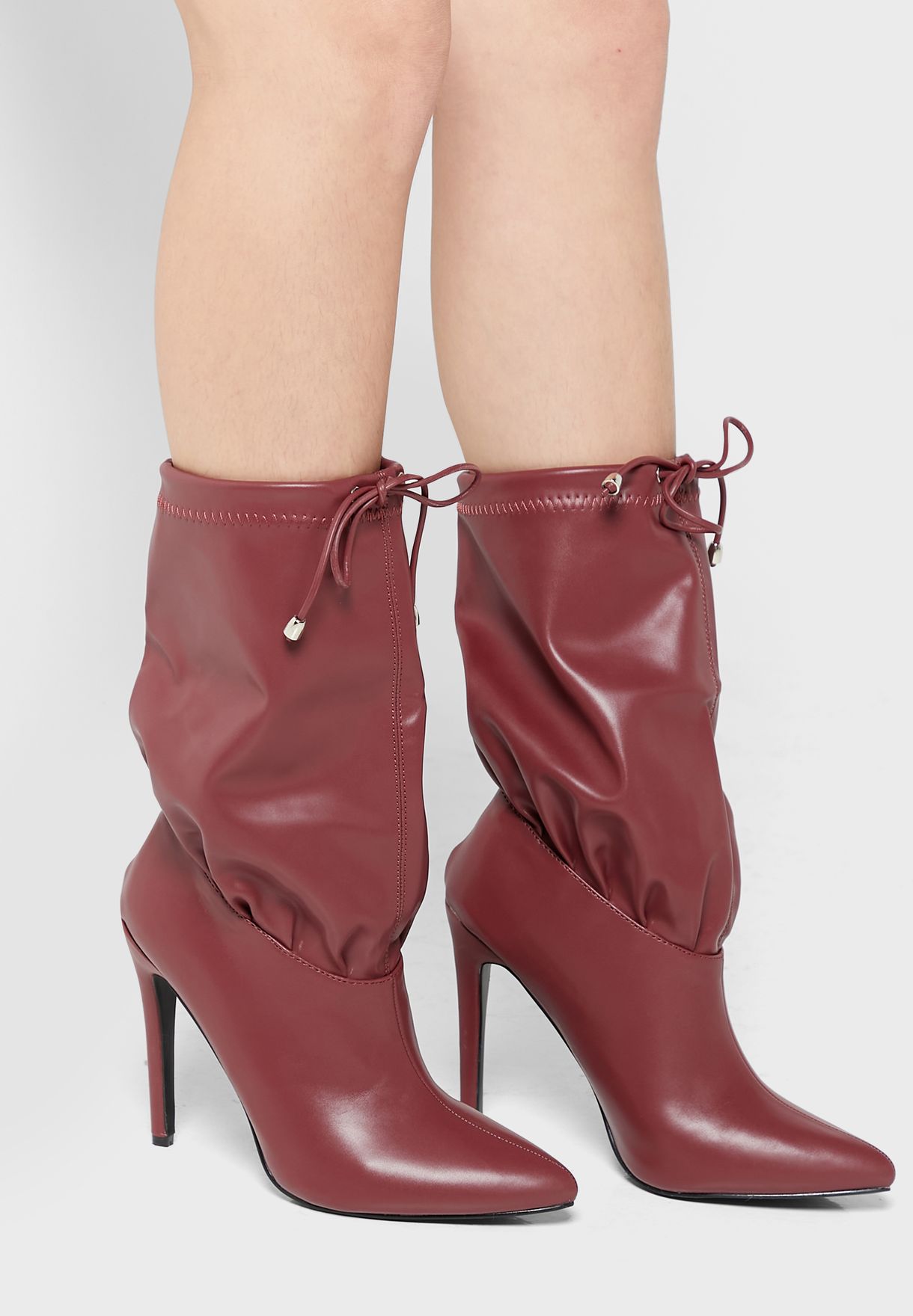 Ruched Detail Pointed Boot