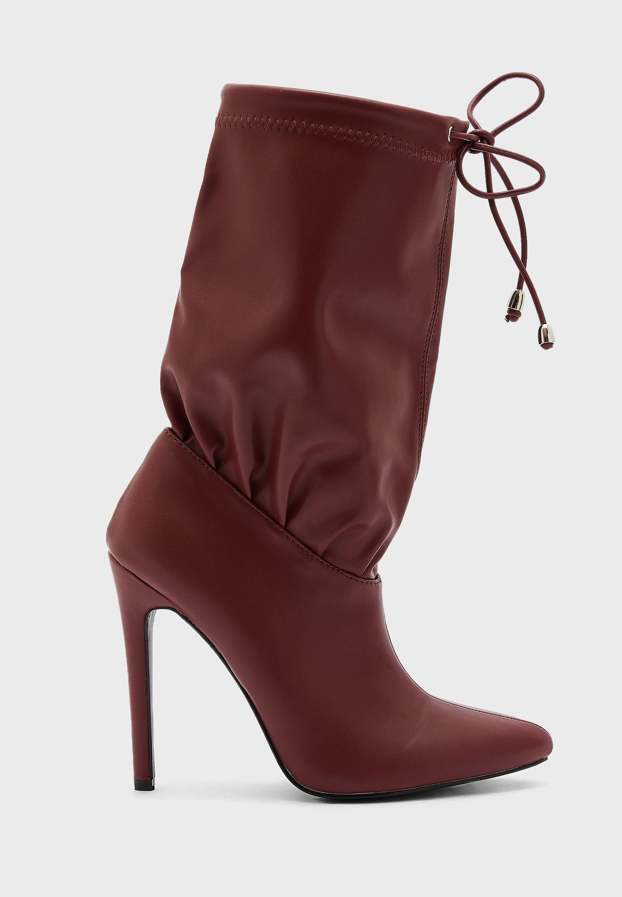 Ruched Detail Pointed Boot 