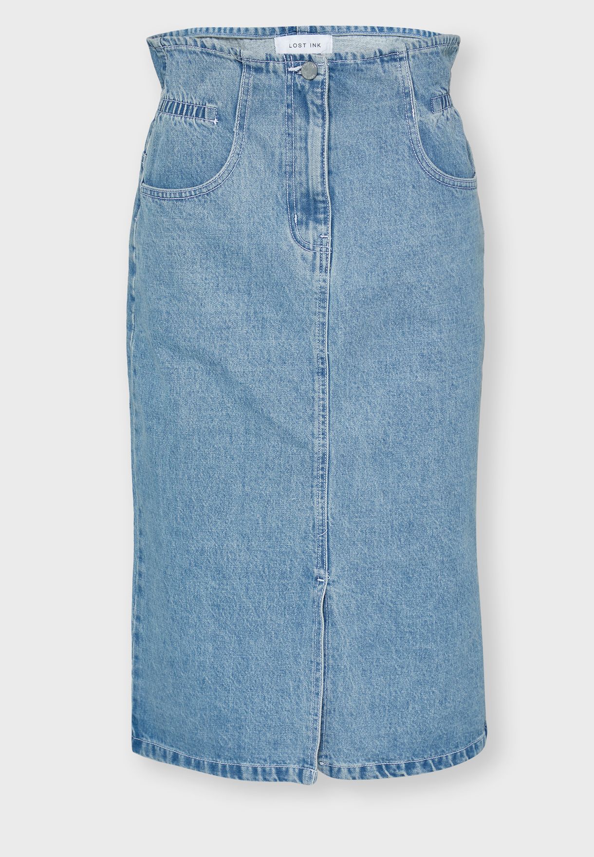 denim skirt with front slit