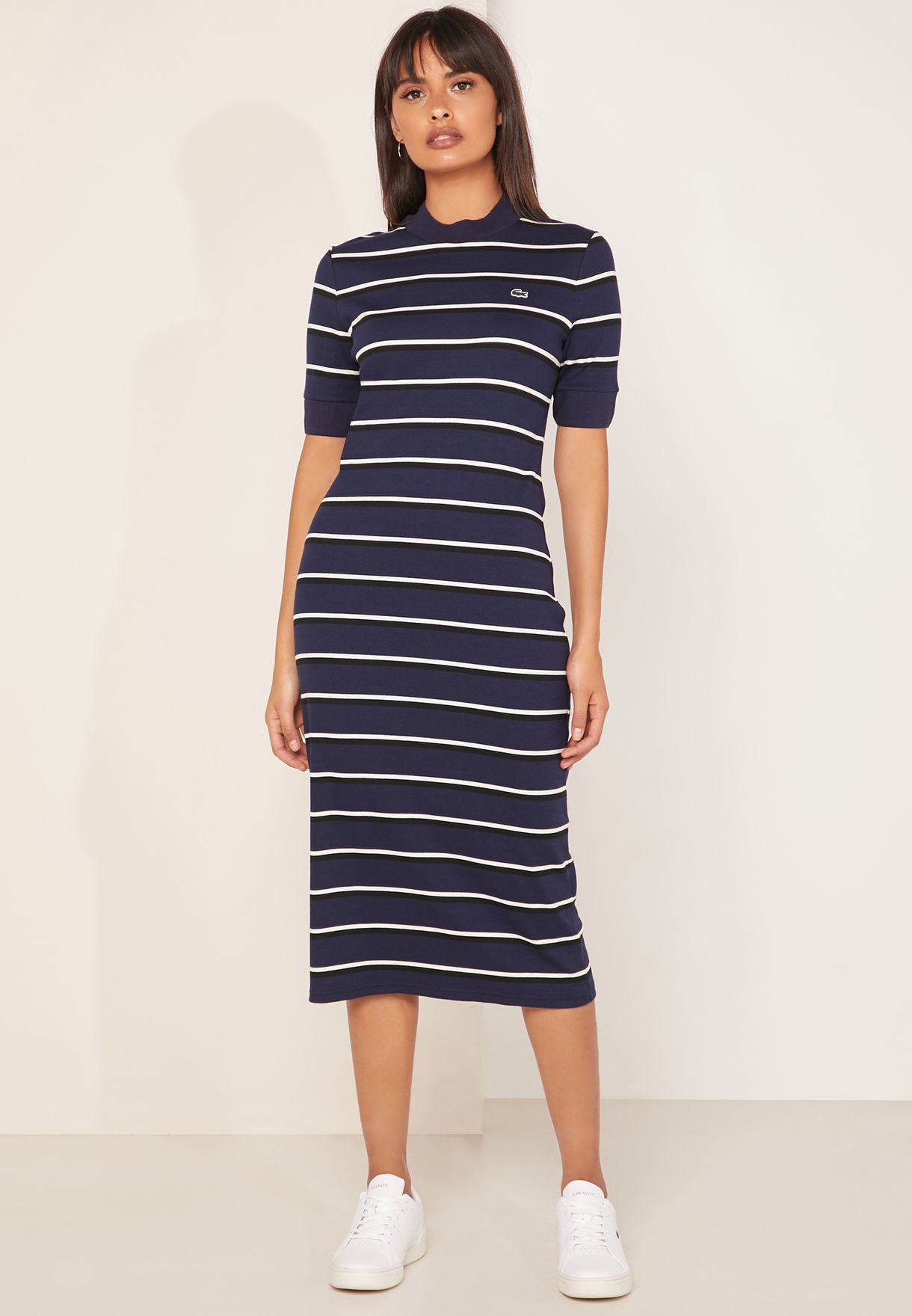 Rekvisitter filter Egnet Buy Lacoste Live Brand prints High Neck Striped T-Shirt Dress for Women in  MENA, Worldwide