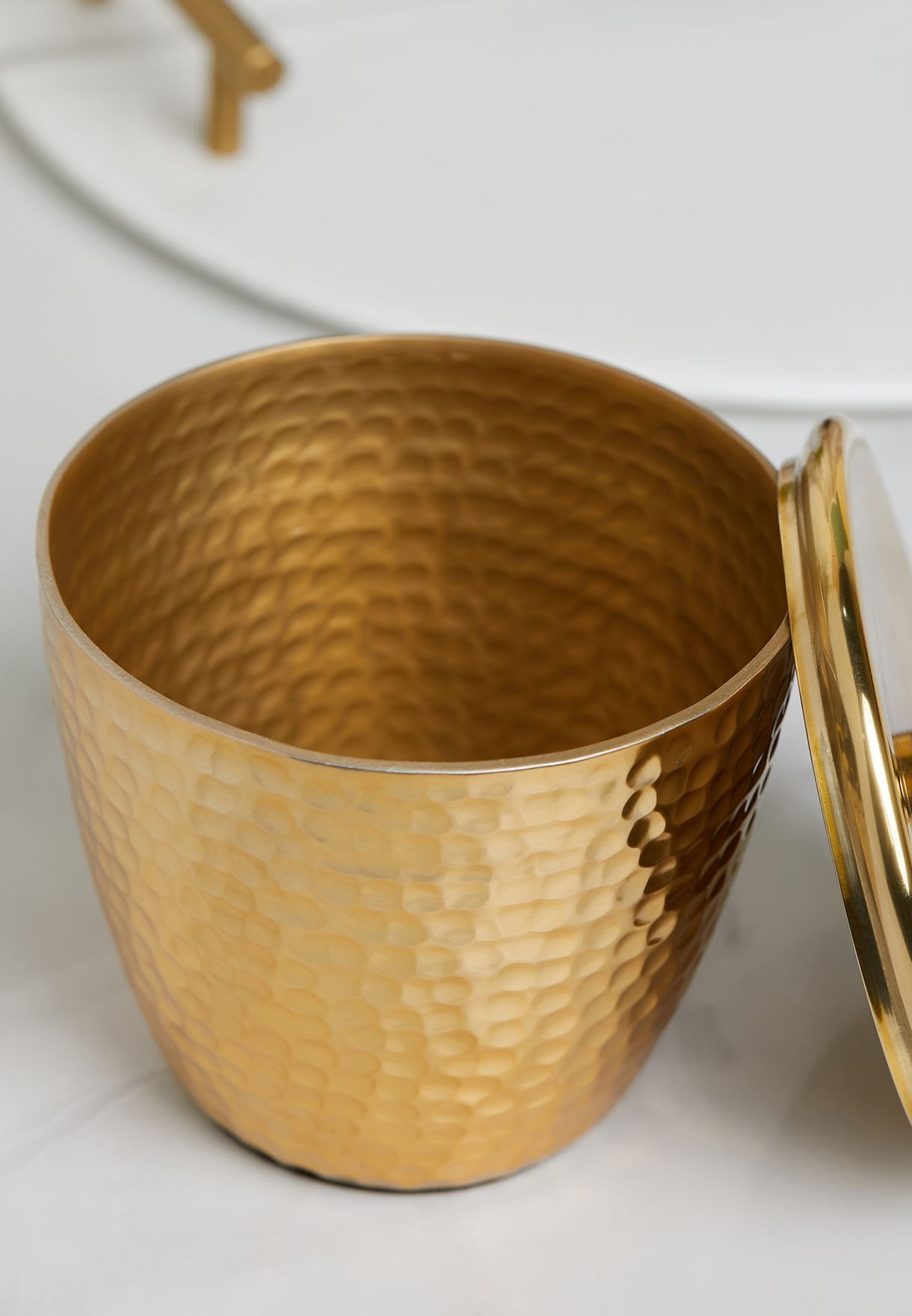 Allegra Hammered Gold Canister With Lid